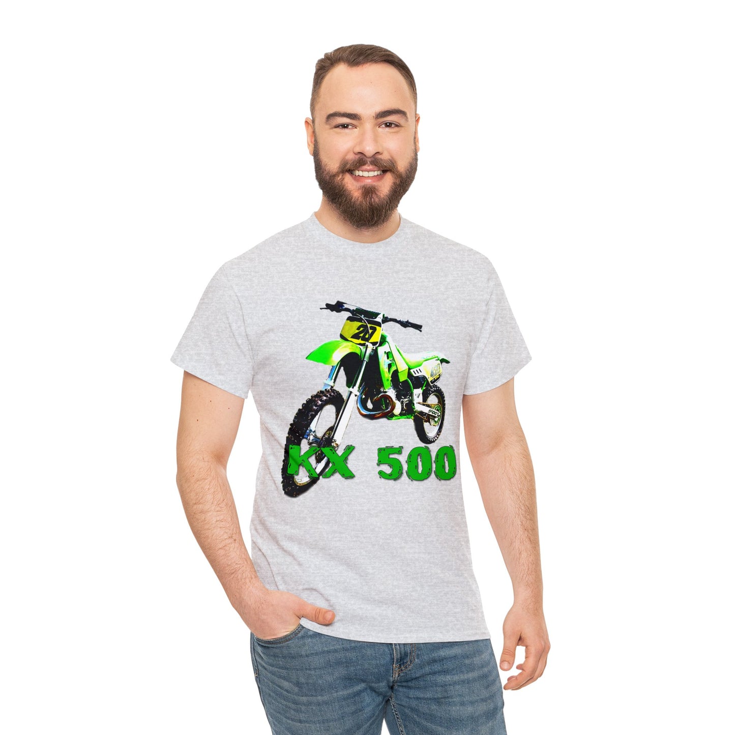 KX 500 Motocross, Vintage Dirt Bike, Green Dirt Bike, Motocross Heavy Cotton Tee