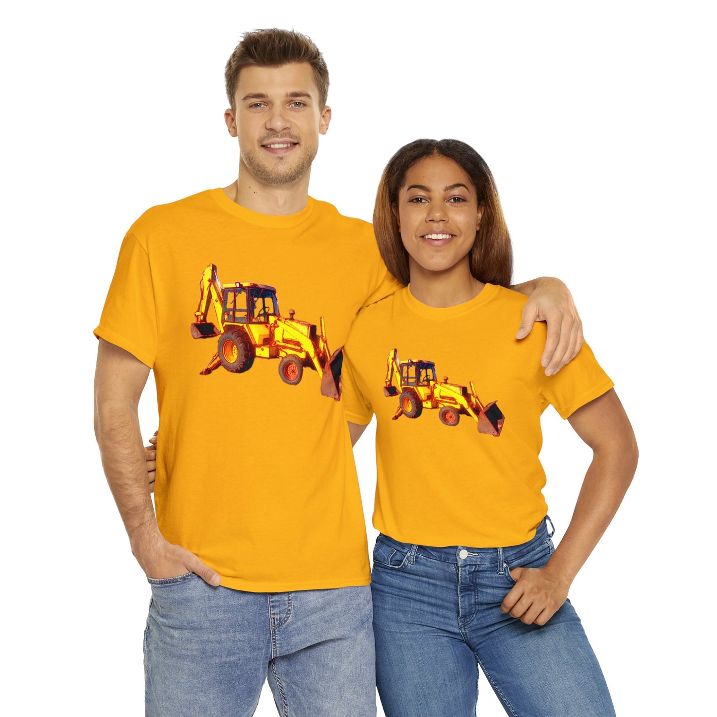 Back Hoe, Tractor, Bulldozer, Excavator, Construction, Under Construction Heavy Cotton Tee