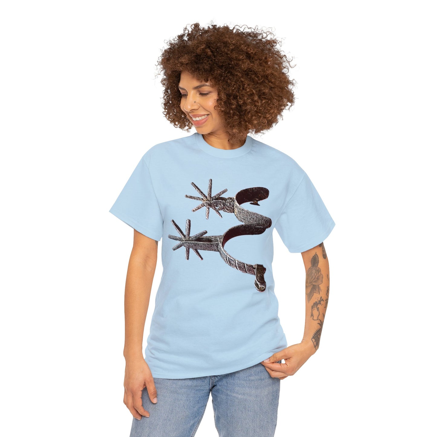 Vintage Retro Cowboy Cowgirl Boot Spurs Heavy Cotton Tee