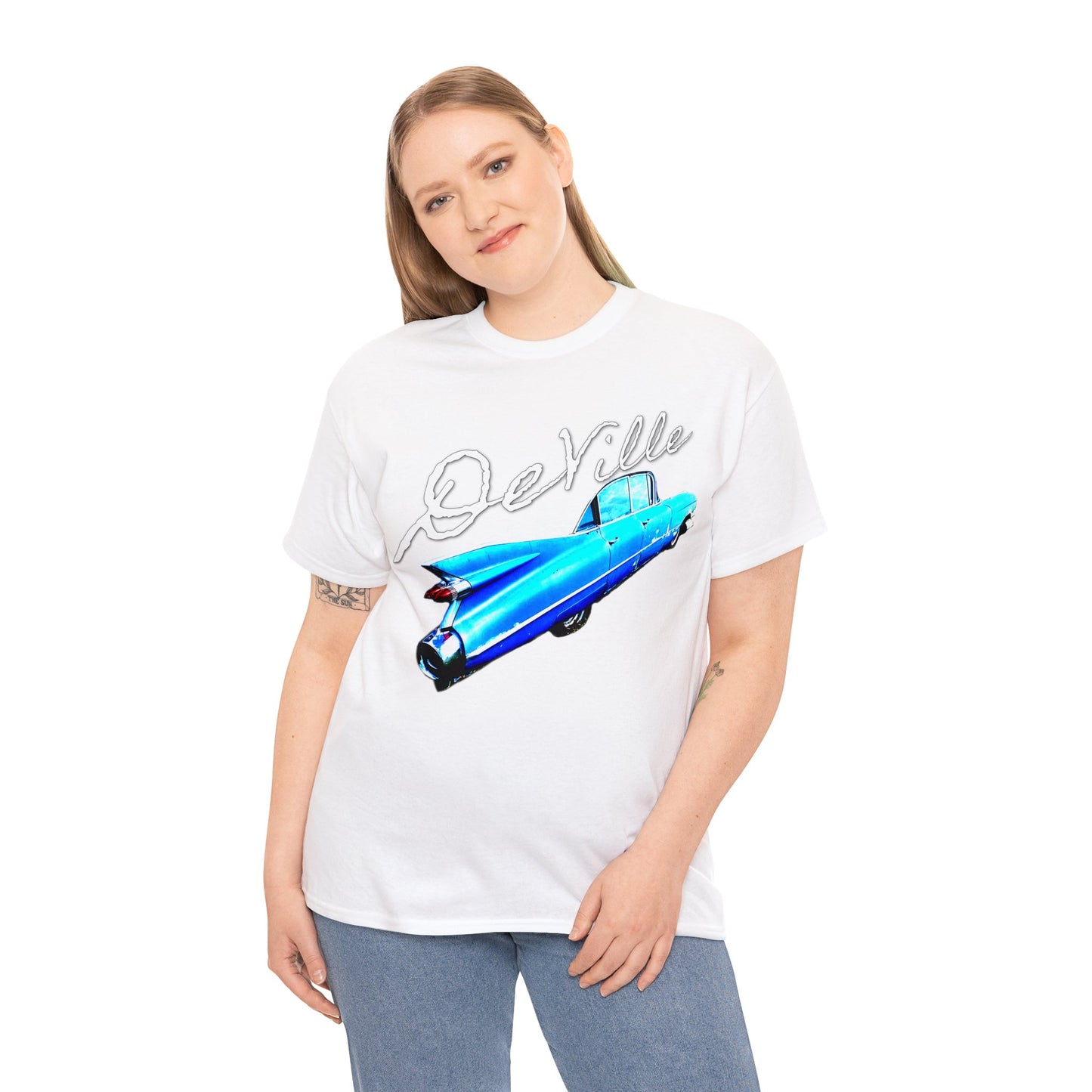 Deville Car, Antique American Car, Retro American Car, Caddy Heavy Cotton Tee