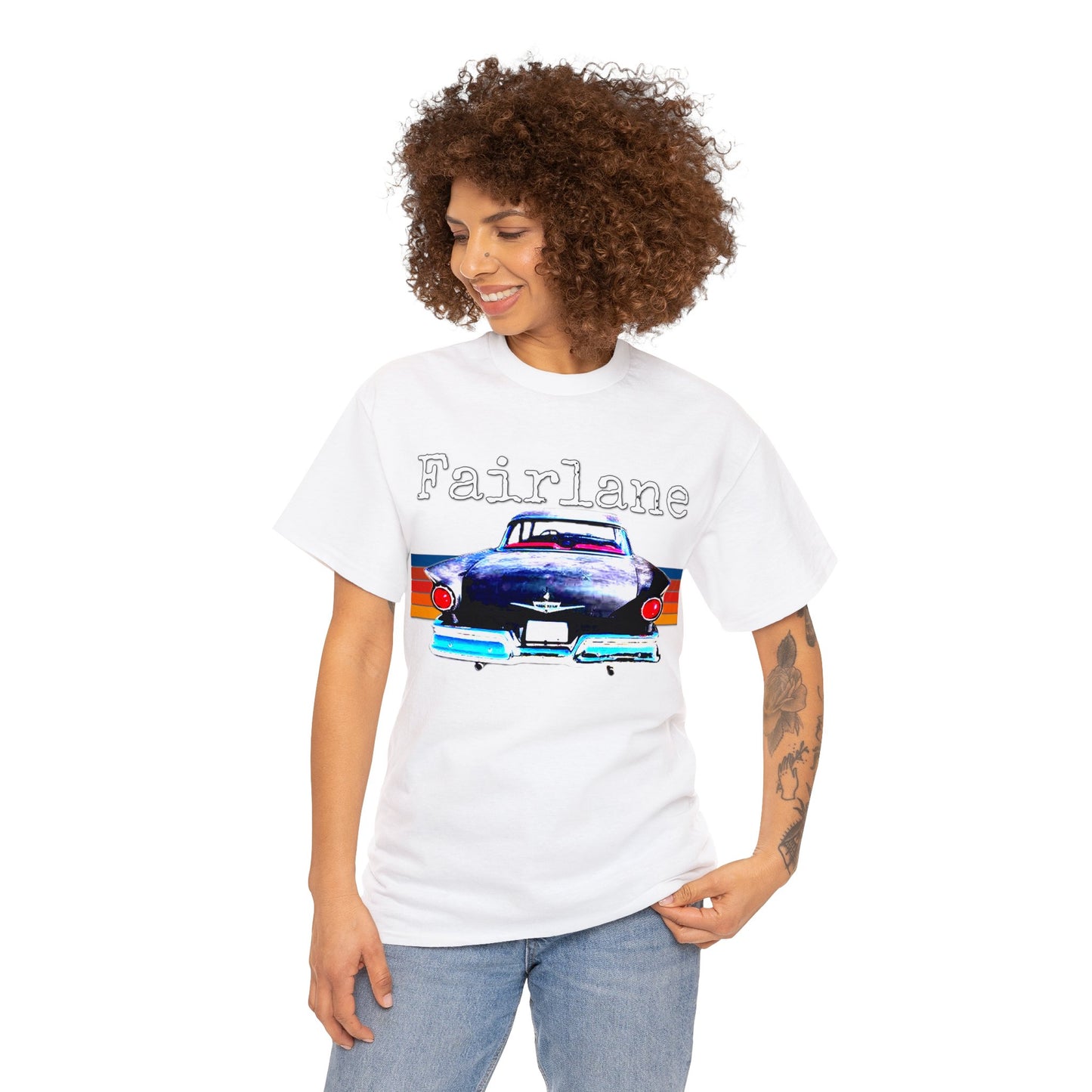 Fairlane 1957 Vintage Tail Fins, Vintage American Car Heavy Cotton Tee
