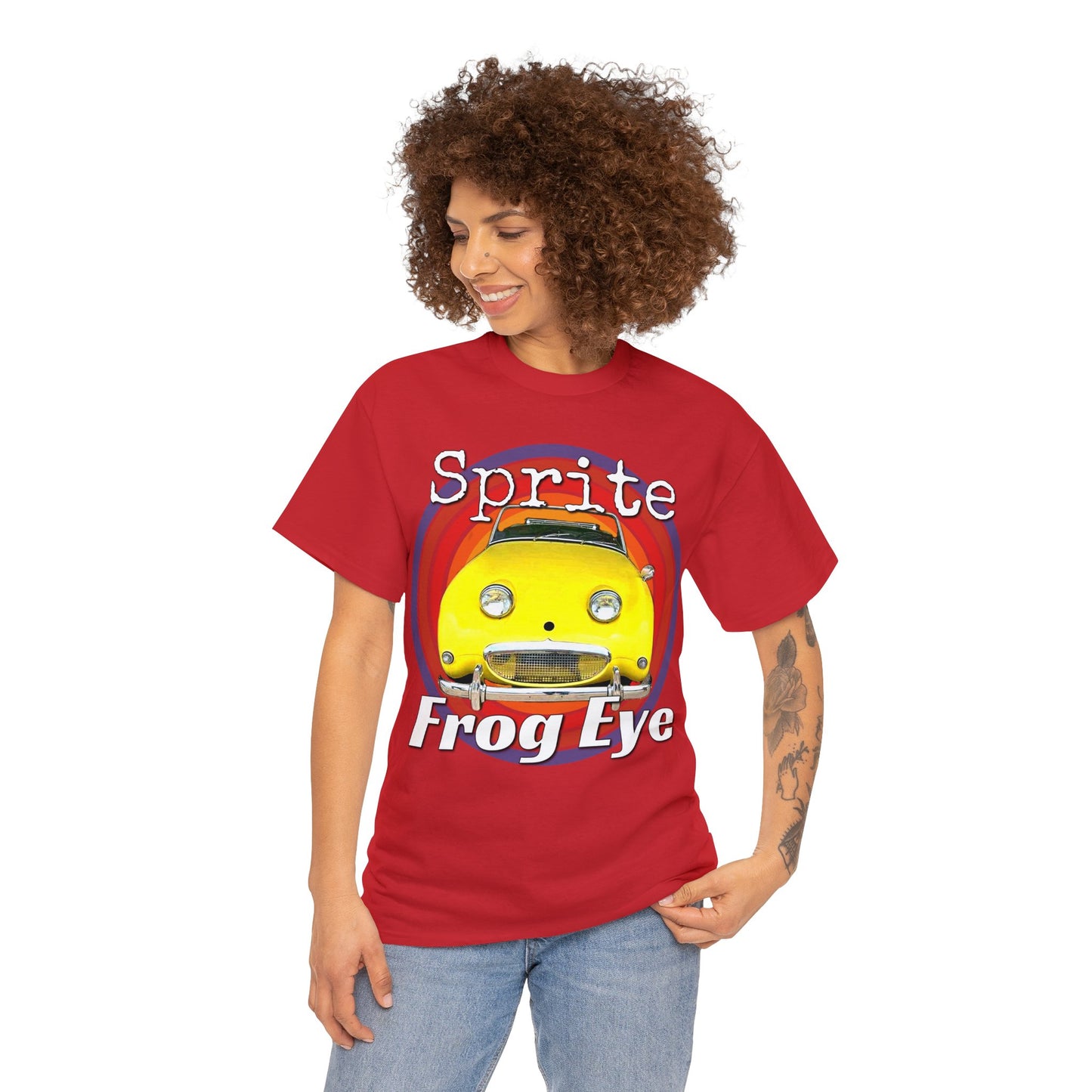 Vintage Retro Sprite Frog Eye Convertible Car Heavy Cotton Tee
