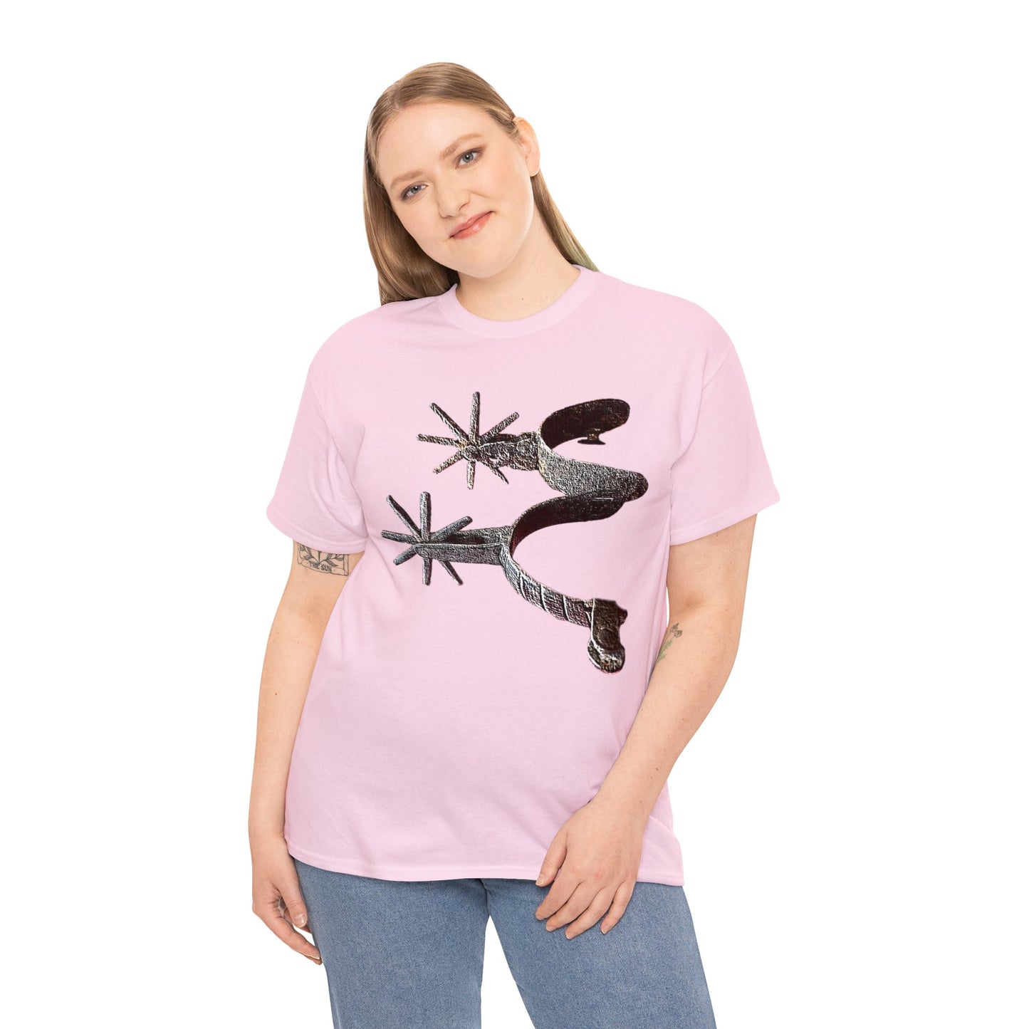 Vintage Retro Cowboy Cowgirl Boot Spurs Heavy Cotton Tee
