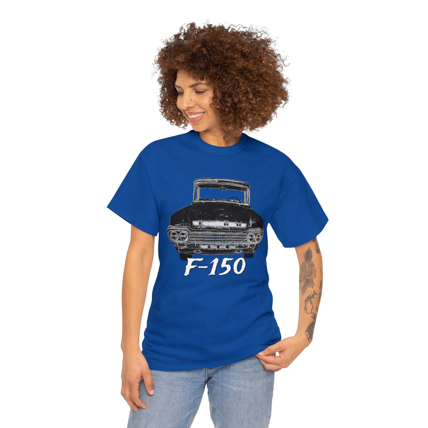 F 150 Truck, Vintage Pickup Truck, Retro Country Pick Up Truck Heavy Cotton Tee