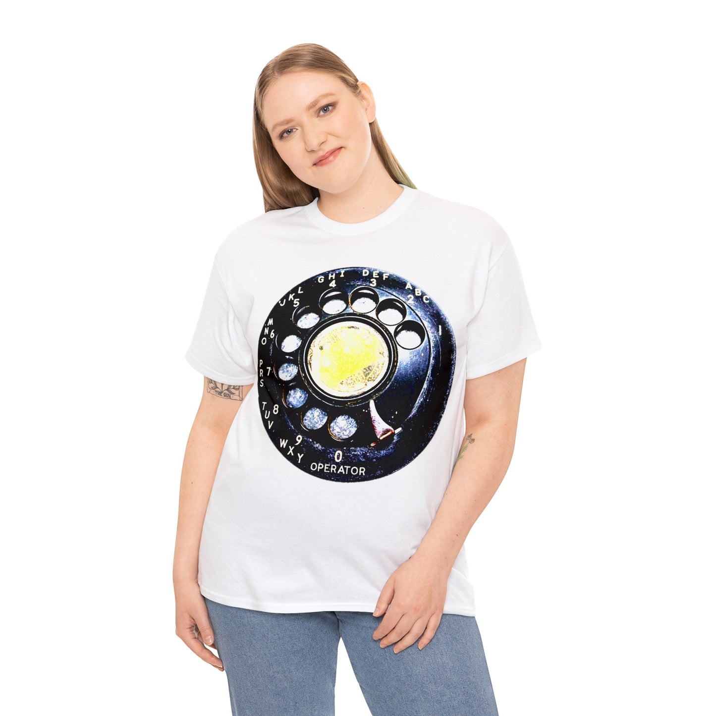 Vintage Retro Rotary Antique Telephone Phone Heavy Cotton Tee