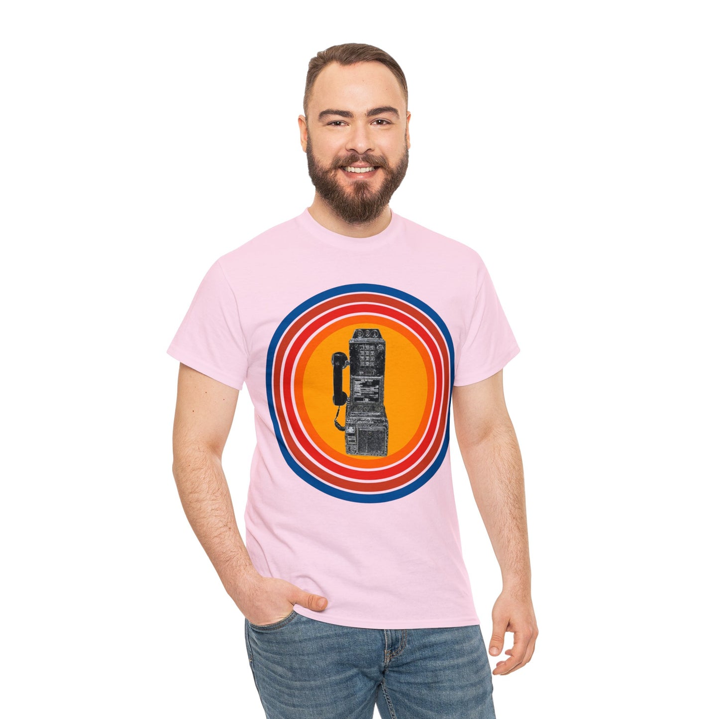 Vintage Retro Pay Phone Antique Telephone Phone Heavy Cotton Tee