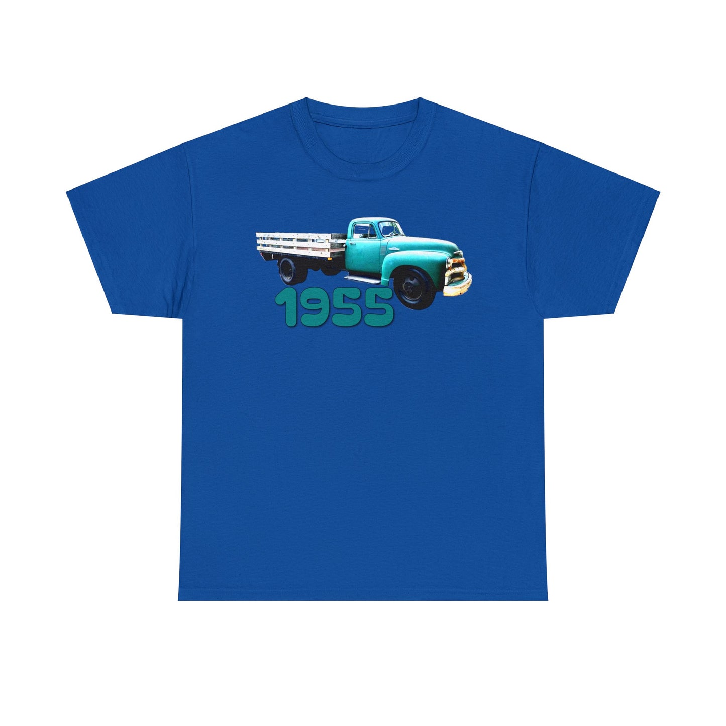 1955 Pickup Truck, Vintage Farm Truck, Retro Flat Bed Truck Heavy Cotton Tee