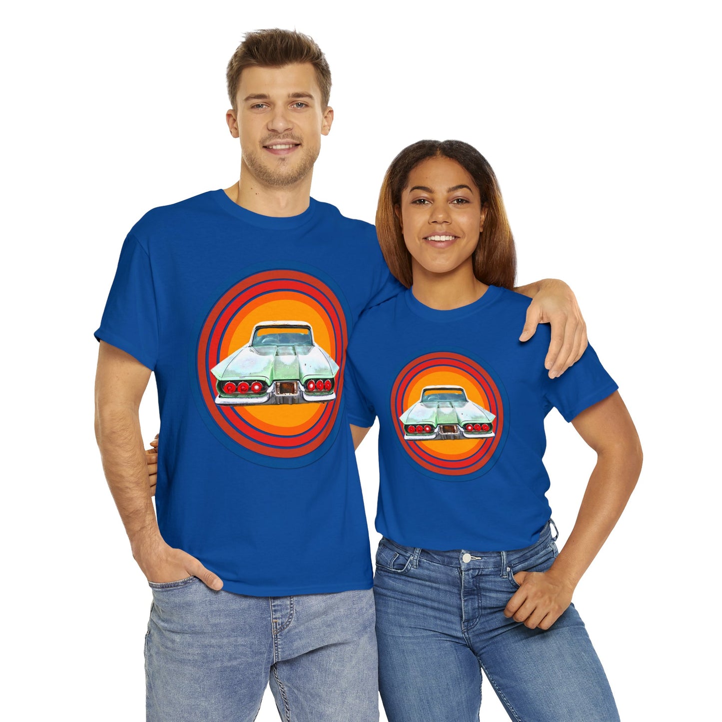 1960s Thunderbird Vintage American Automobile, Antique American Car Heavy Cotton Tee
