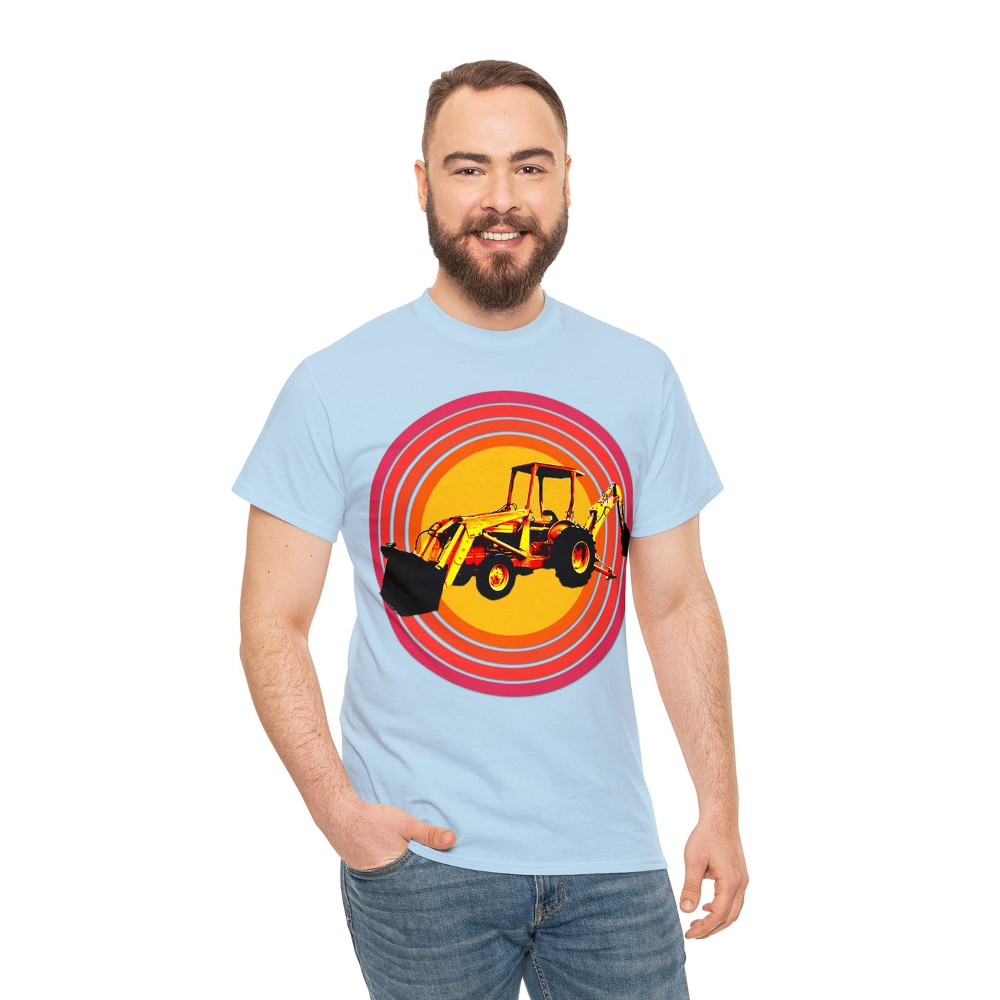 Back Hoe, Tractor, Bulldozer, Excavator, Construction, Under Construction Heavy Cotton Tee