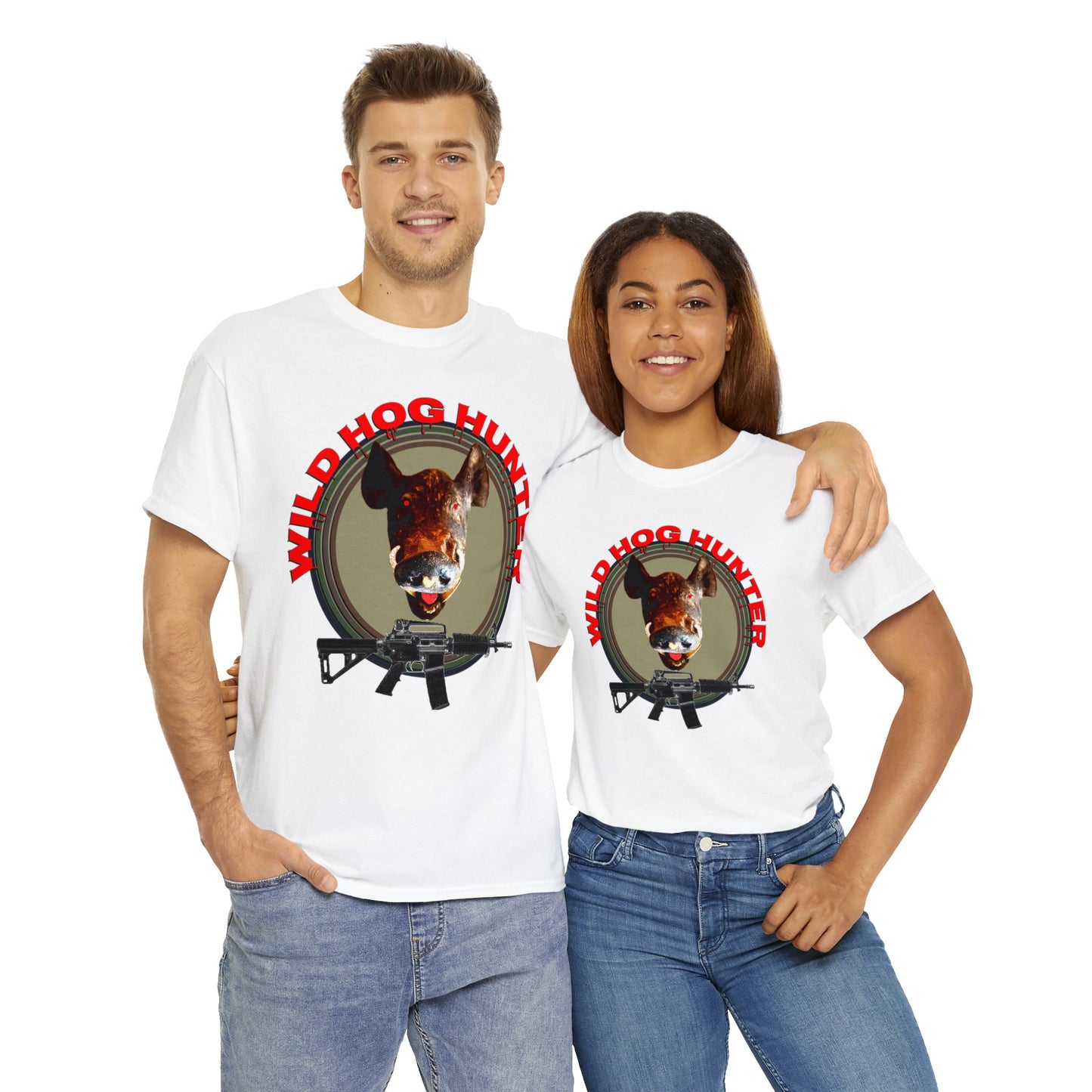 Wild Hog Hunter, Wild Hog, Hog Wild, Hog Boar Hunting Heavy Cotton Tee