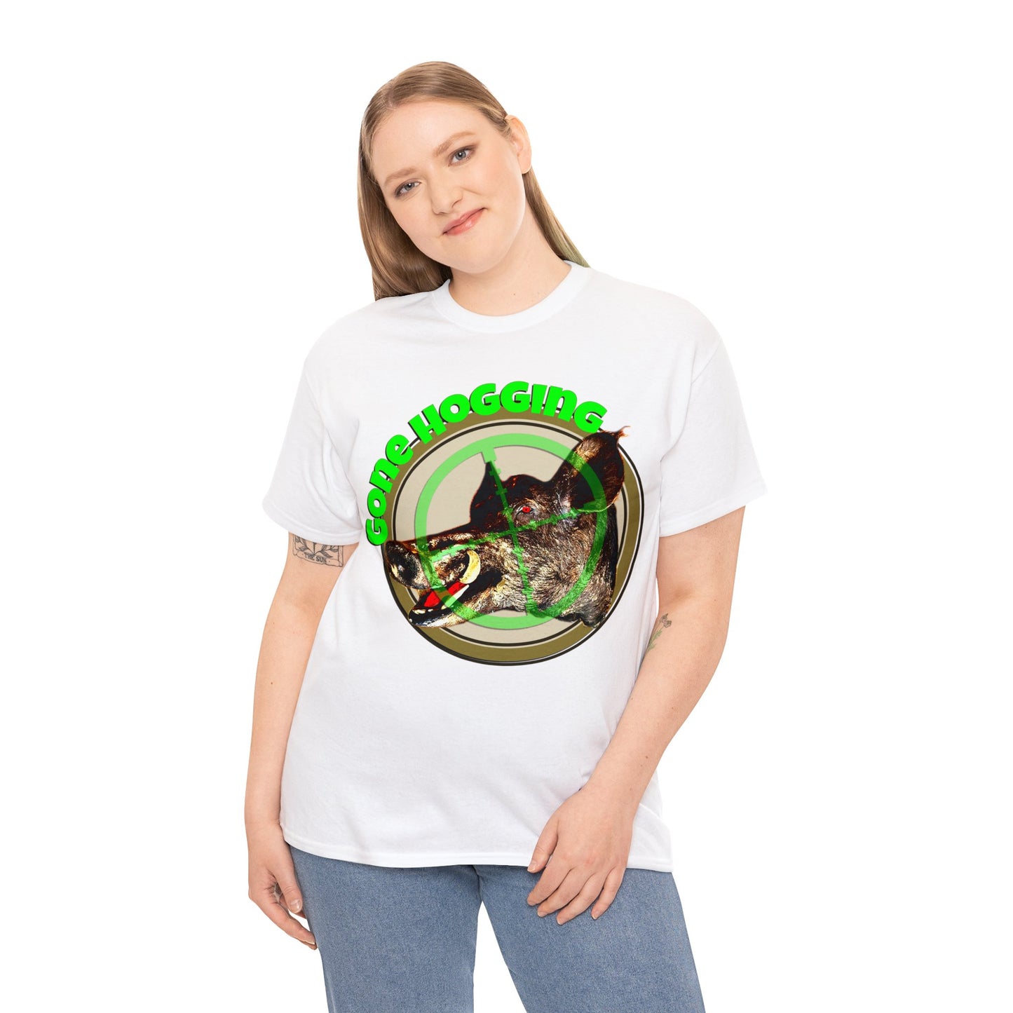 Wild Hog Hunter, Wild Hog, Hog Wild, Hog Boar Hunting Heavy Cotton Tee