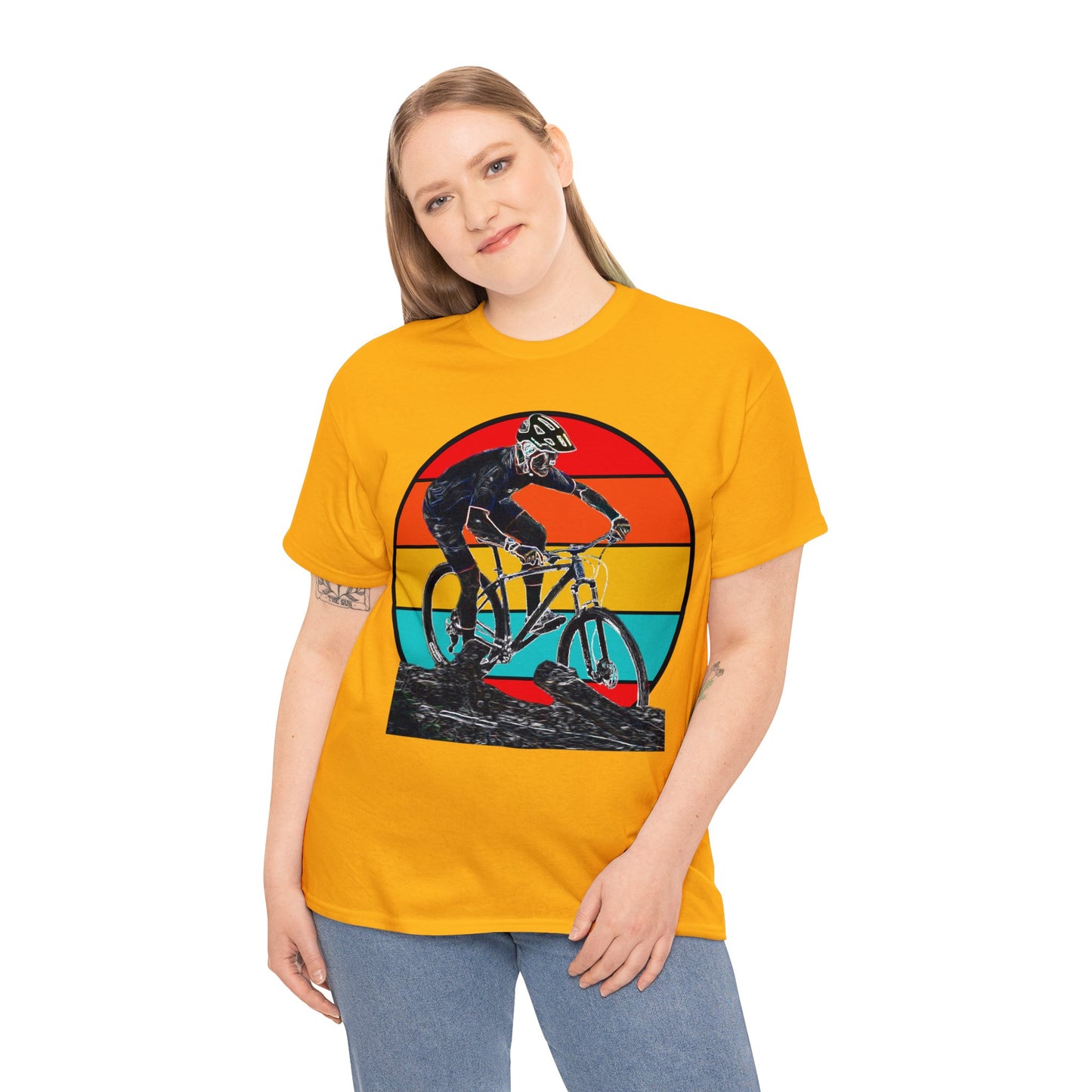 Mountain Bike, Mountain Biker, Hard Tail Mountain Bike Heavy Cotton Tee