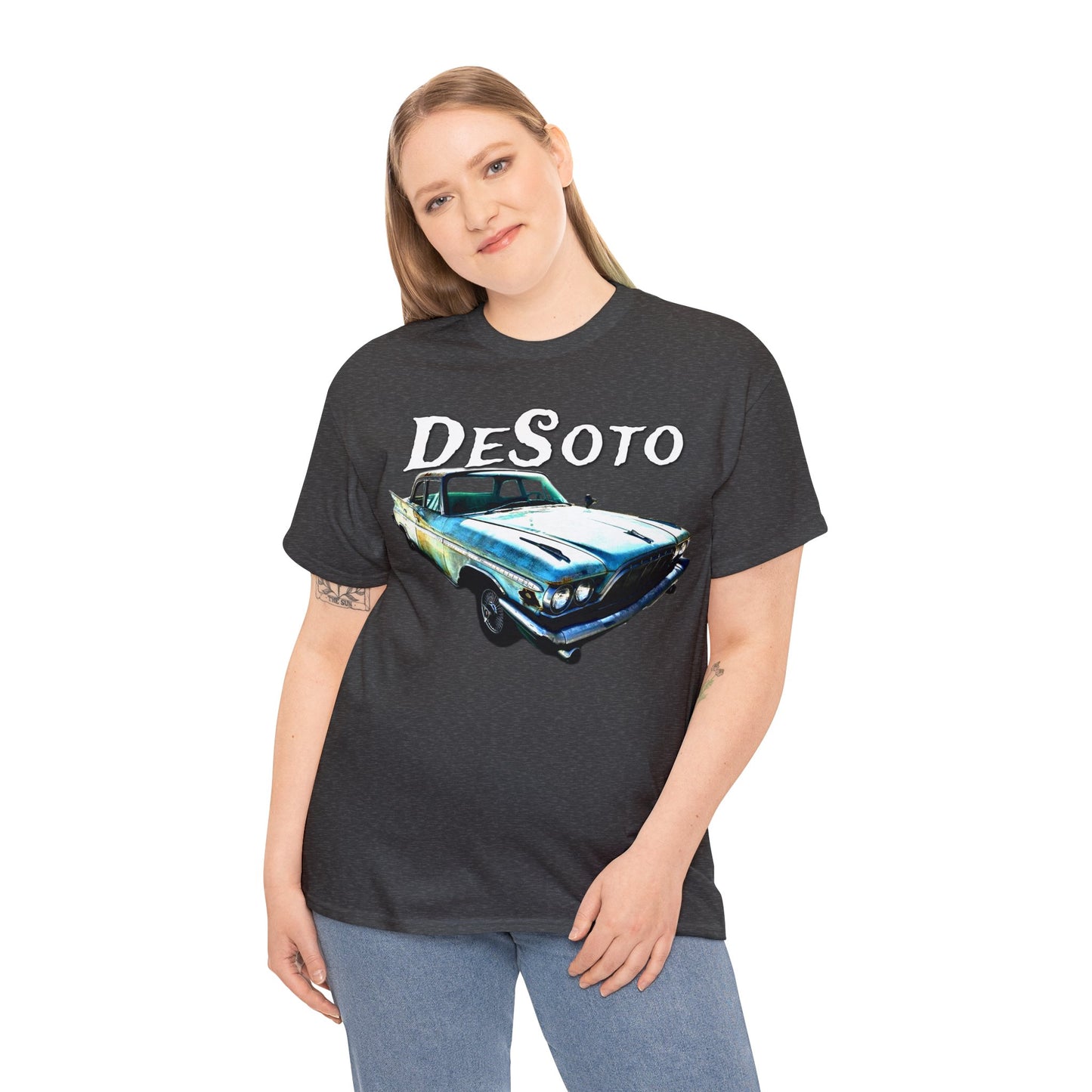 Vintage Desoto American Car, Vintage Antique Automobile Heavy Cotton Tee
