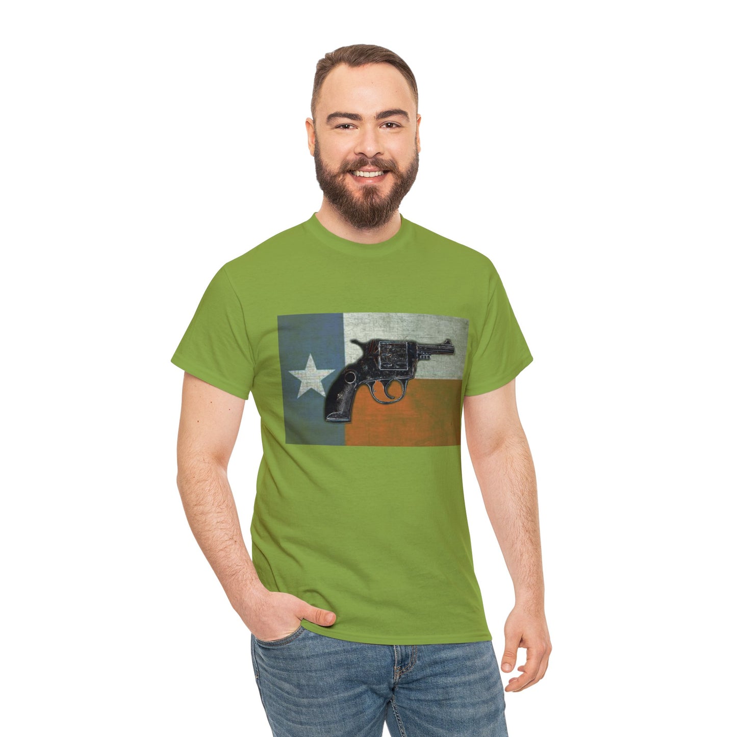 Vintage Pistol Revolver Texas Flag Heavy Cotton Tee