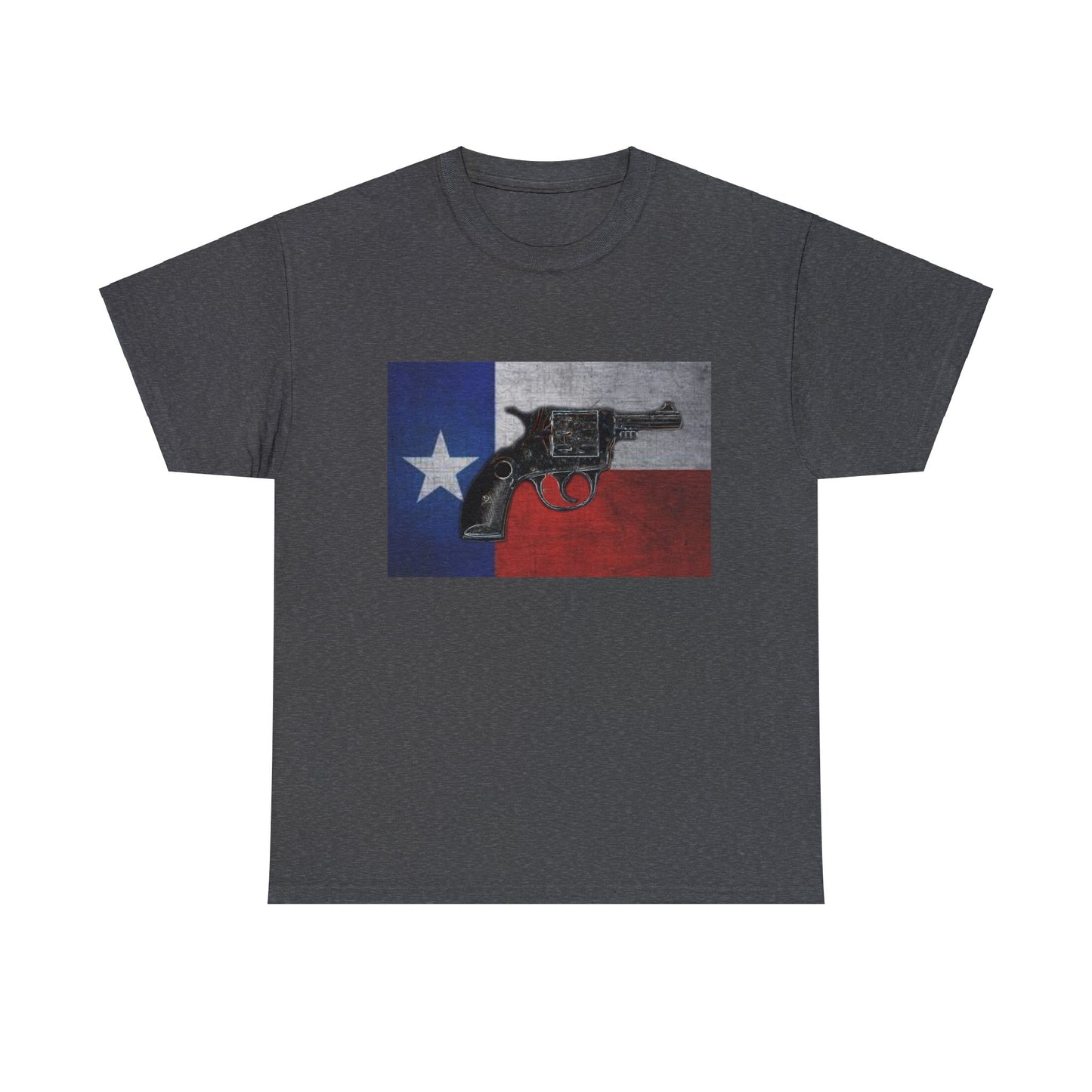 Vintage Pistol Revolver Texas Flag Heavy Cotton Tee