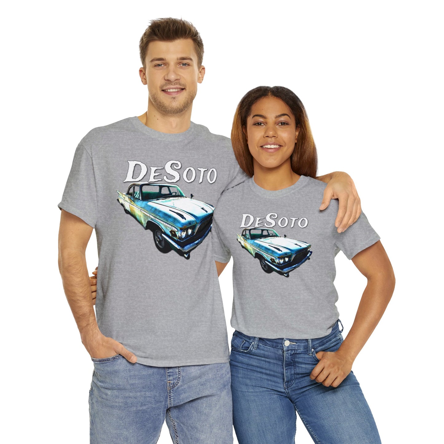Vintage Desoto American Car, Vintage Antique Automobile Heavy Cotton Tee
