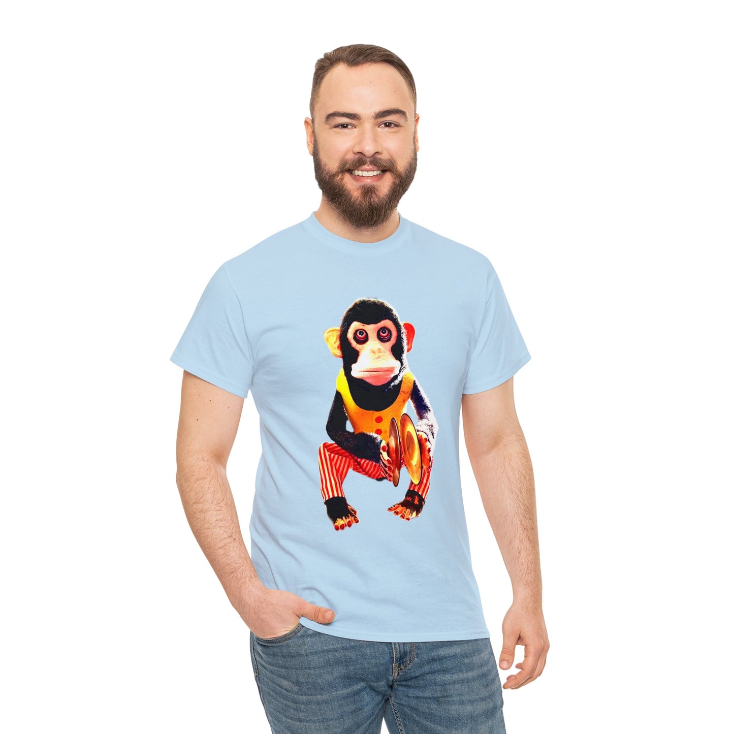 Cymbal Chimp Toy, Jolly Monkey With Cymbals Vintage Retro Heavy Cotton Tee