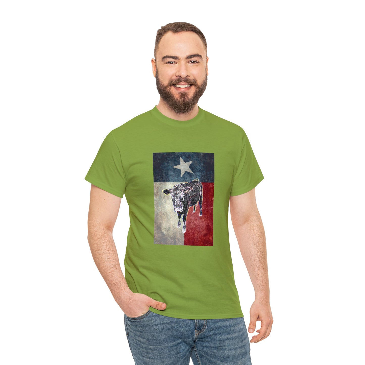 Vintage Retro Cow on the Farm Heavy Cotton Tee
