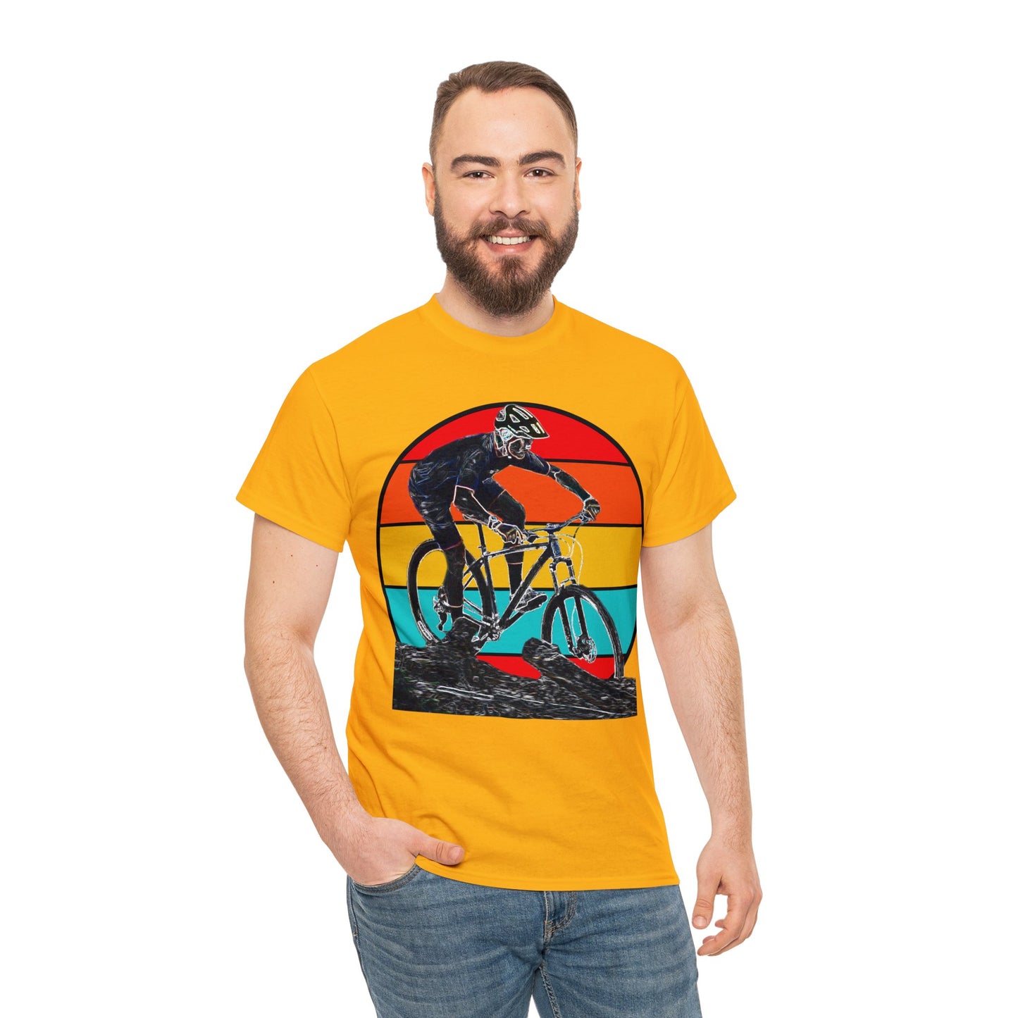 Mountain Bike, Mountain Biker, Hard Tail Mountain Bike Heavy Cotton Tee