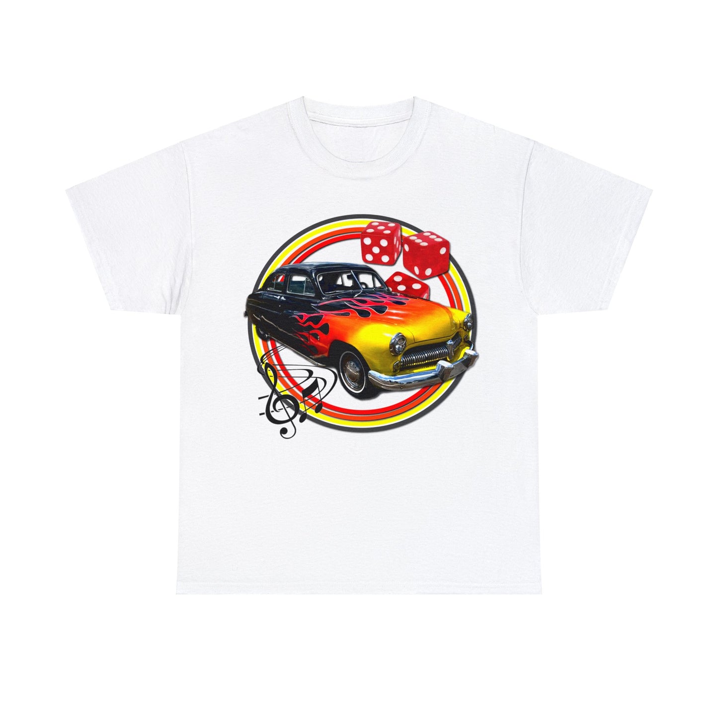 Mercury Eight 1949 Rockabilly Flame Hot Rod Car Heavy Cotton Tee
