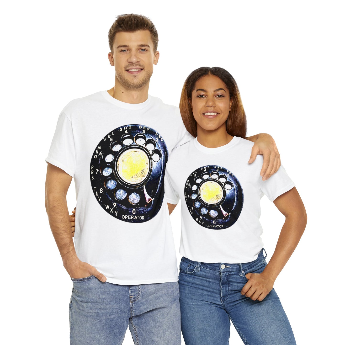 Vintage Retro Rotary Antique Telephone Phone Heavy Cotton Tee