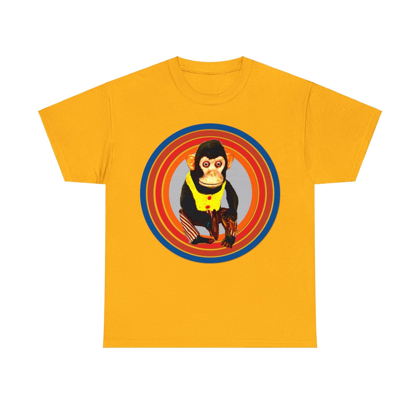 Cymbal Chimp Toy, Jolly Monkey With Cymbals Vintage Retro Heavy Cotton Tee