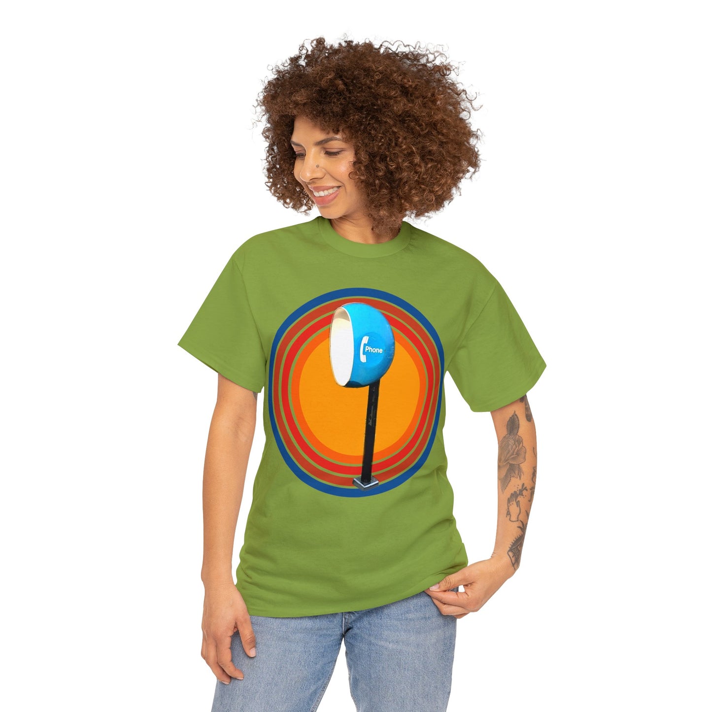 Vintage Egg Shaped Phone Booth, Retro Phone Booth Heavy Cotton Tee
