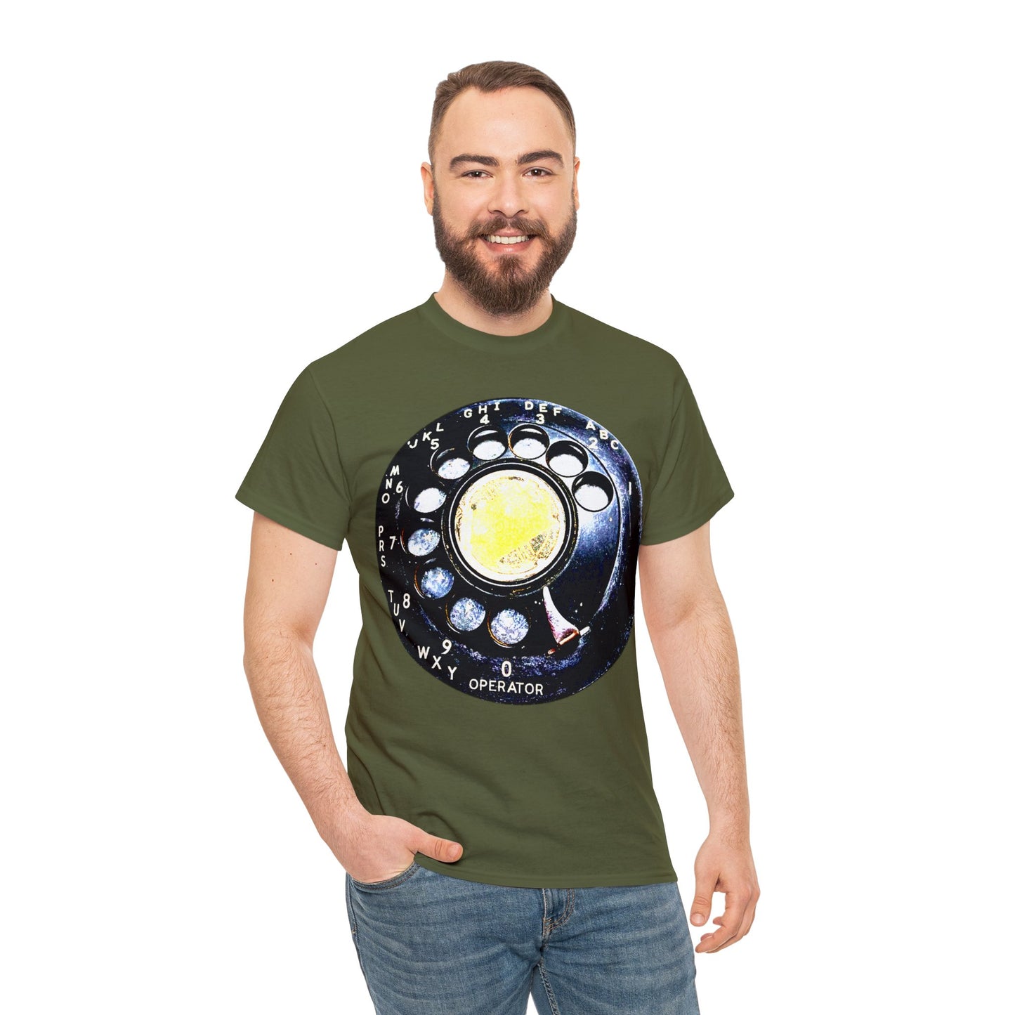 Vintage Retro Rotary Antique Telephone Phone Heavy Cotton Tee
