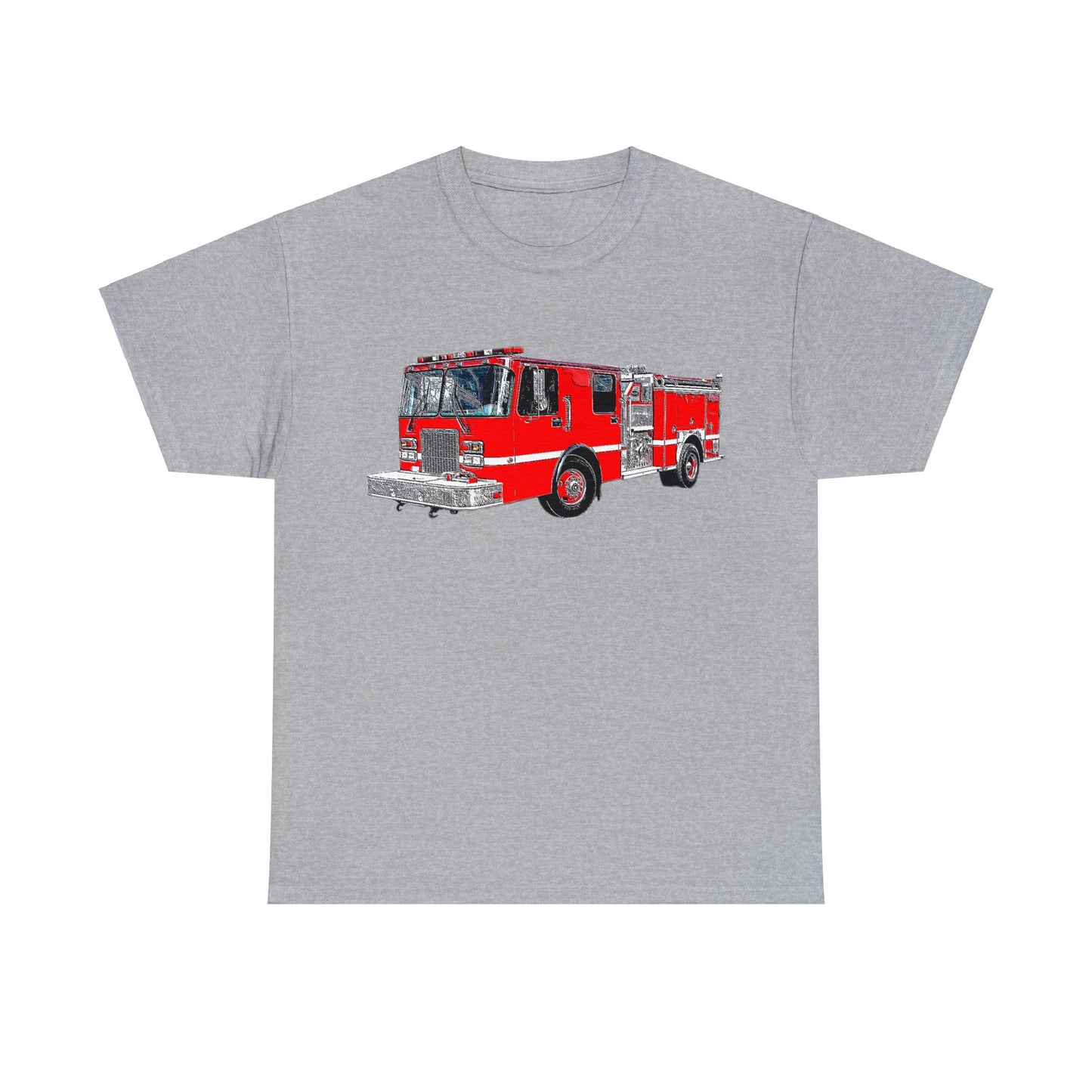 Fire Department, Fire Truck, Fire Department, Red Fire TruckHeavy Cotton Tee