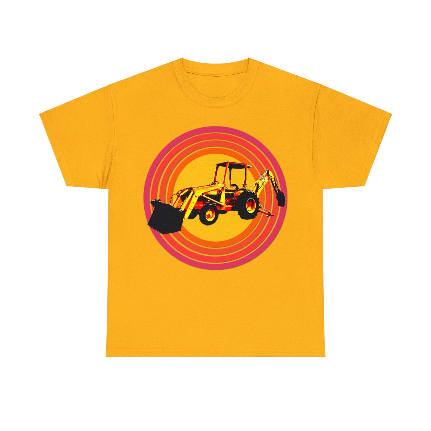 Back Hoe, Tractor, Bulldozer, Excavator, Construction, Under Construction Heavy Cotton Tee