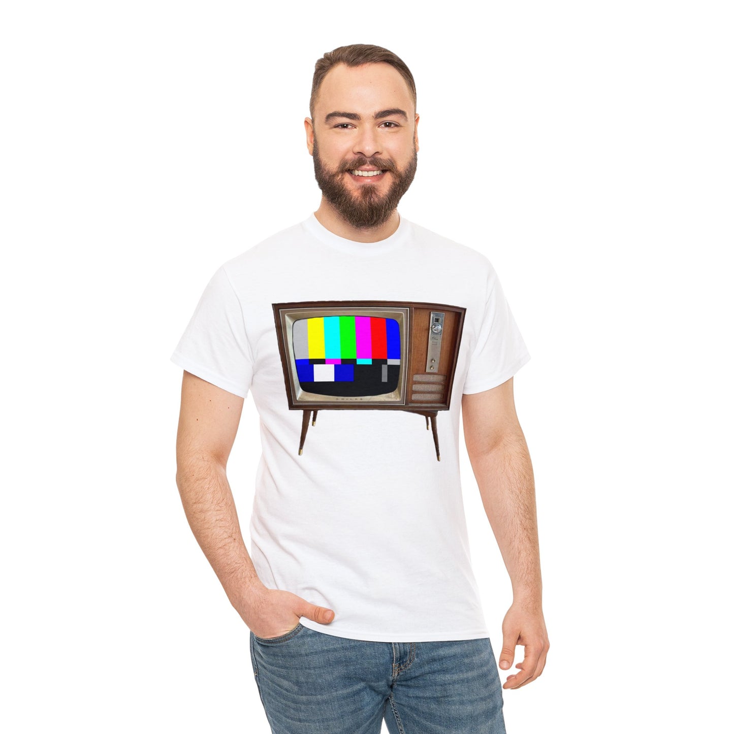 Vintage Television, Tube TV, Sign Off Screen, Old School, Vintage, Retro Heavy Cotton Tee
