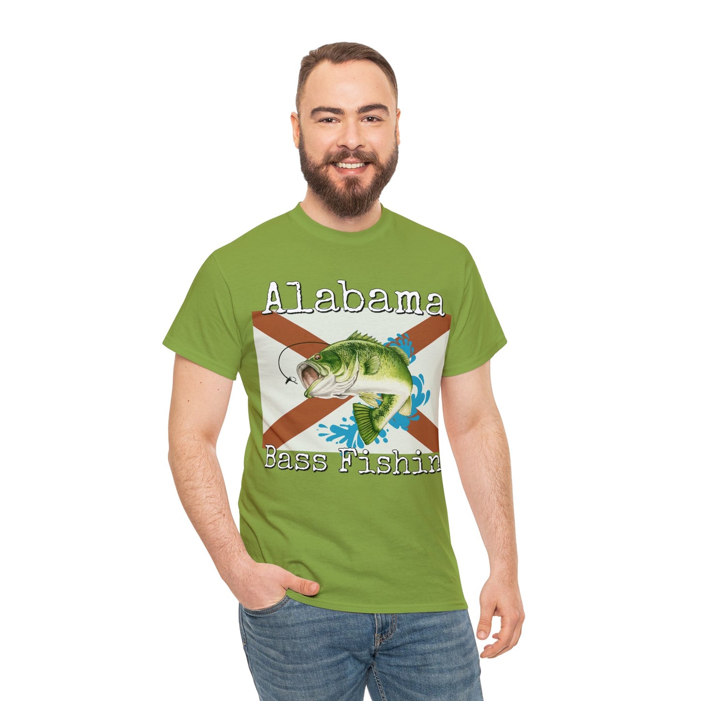 Vintage Retro Alabama Bass Fishing Heavy Cotton Tee