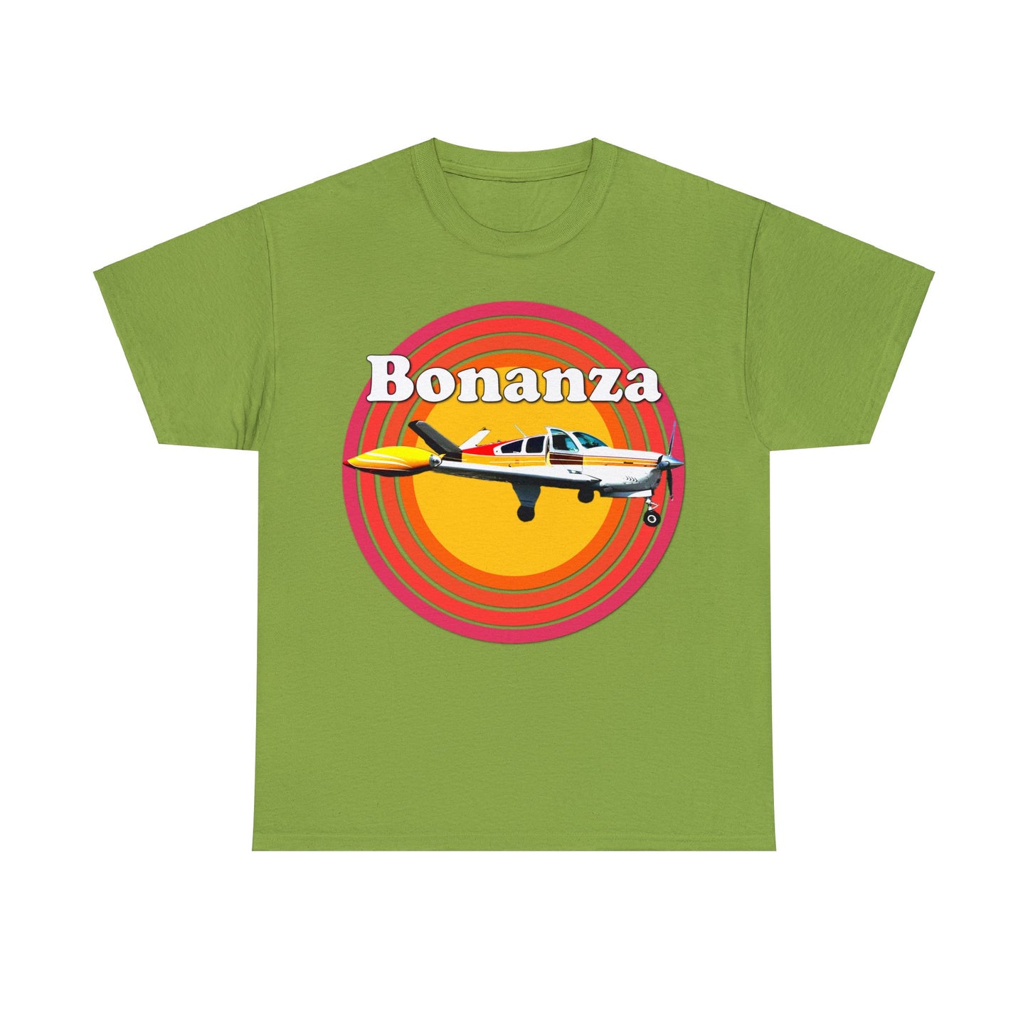 Vintage Bonanza Airplane, 1970s Private Airplane, Turbo Prop Aircraft Heavy Cotton Tee