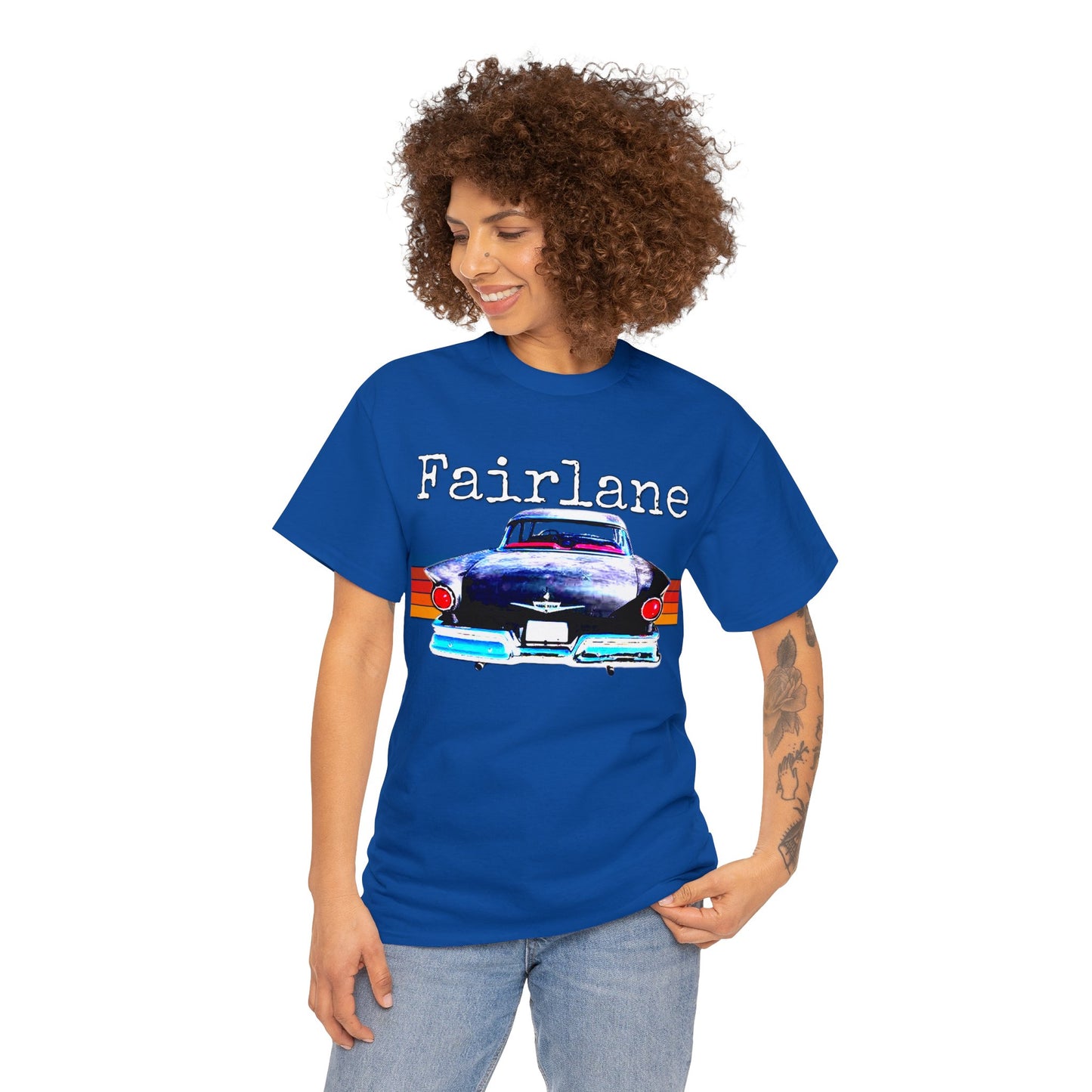 Fairlane 1957 Vintage Tail Fins, Vintage American Car Heavy Cotton Tee