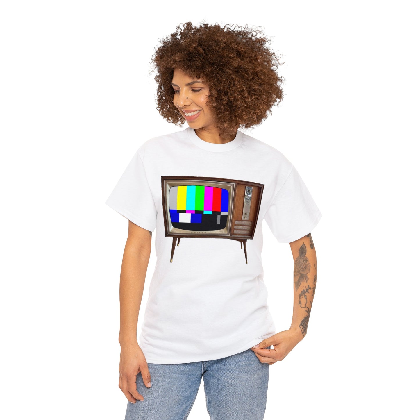 Vintage Television, Tube TV, Sign Off Screen, Old School, Vintage, Retro Heavy Cotton Tee