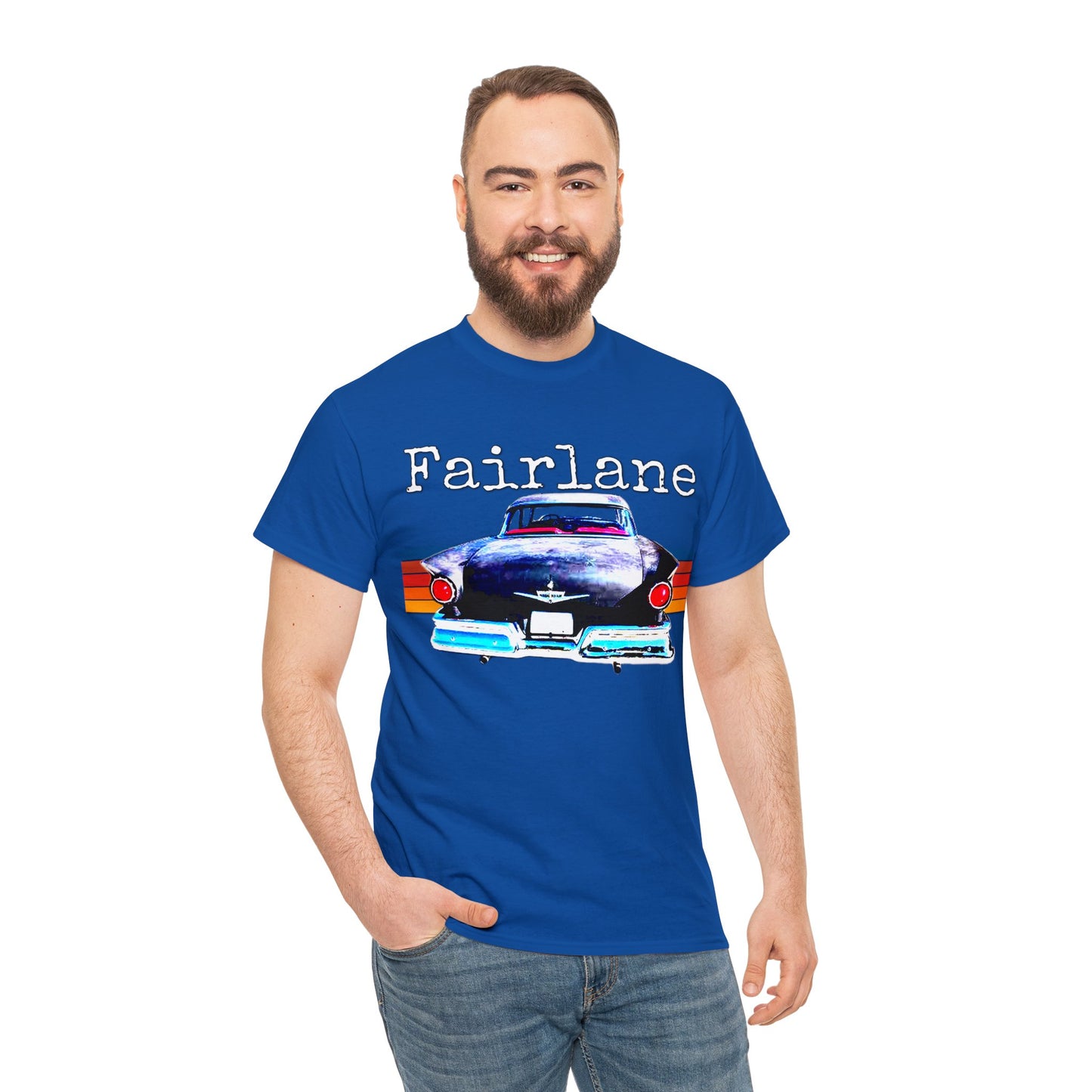 Fairlane 1957 Vintage Tail Fins, Vintage American Car Heavy Cotton Tee