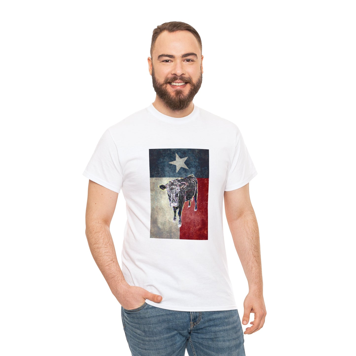 Vintage Retro Cow on the Farm Heavy Cotton Tee