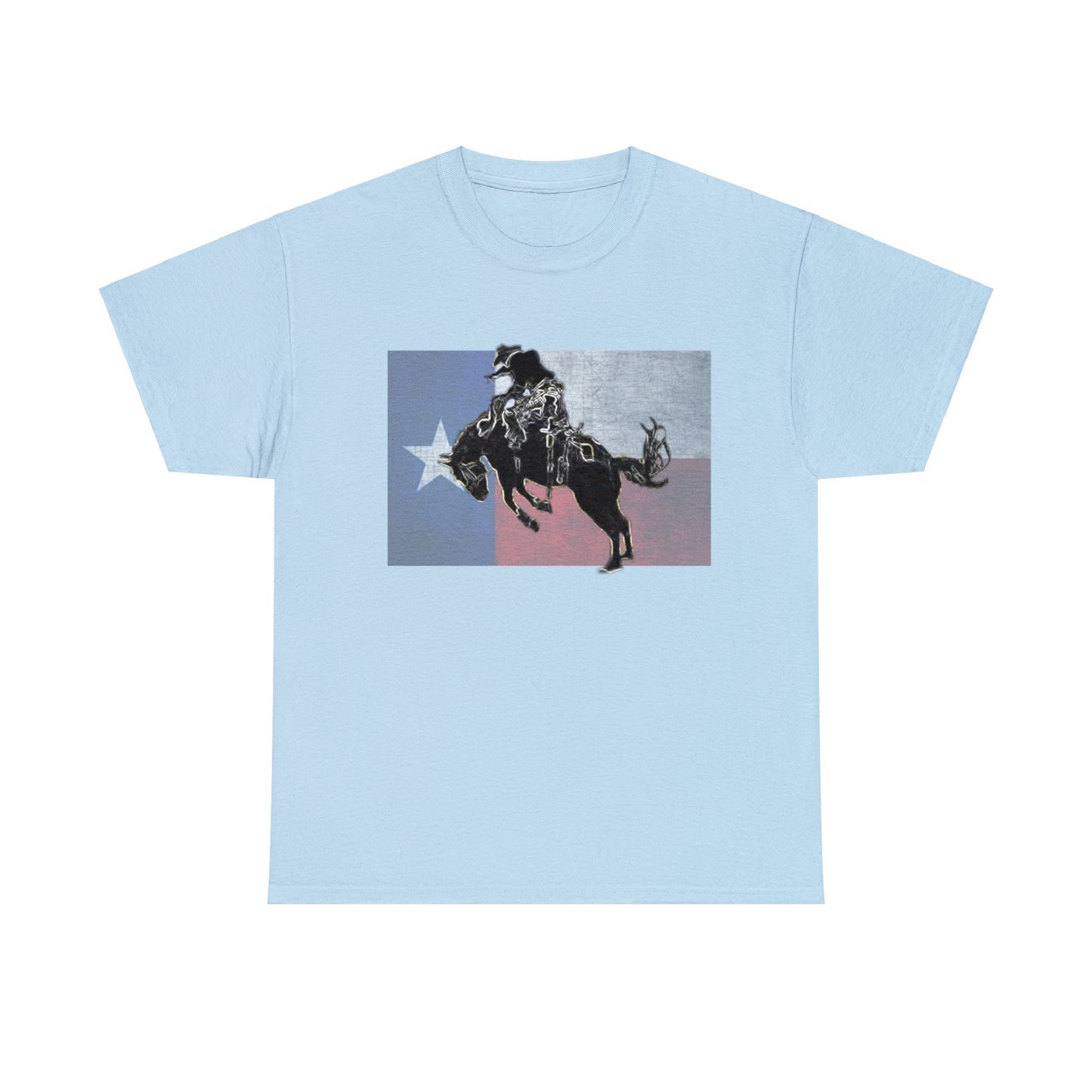 Rodeo, Bronco Rider, Bronc Buster, Cowboy Rider, Horse Rider, Wild Horse Heavy Cotton Tee