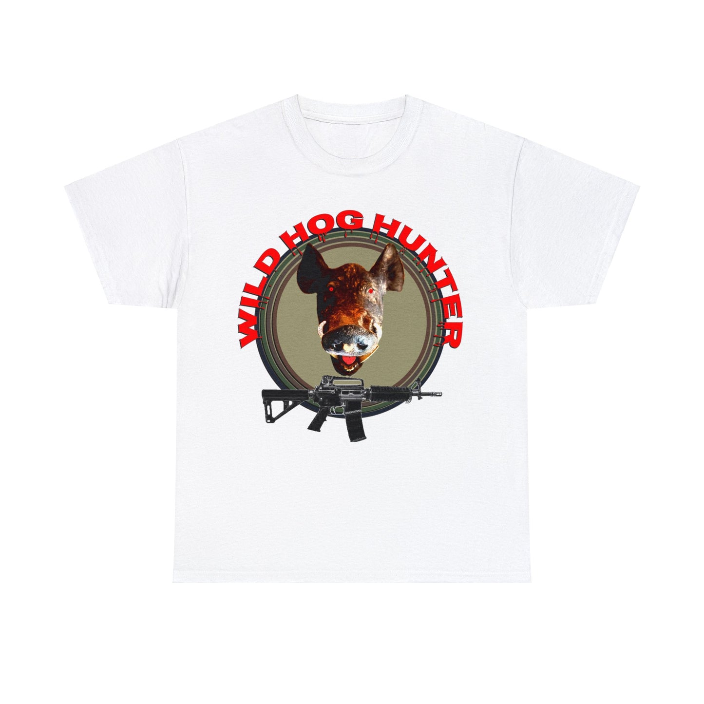 Wild Hog Hunter, Wild Hog, Hog Wild, Hog Boar Hunting Heavy Cotton Tee