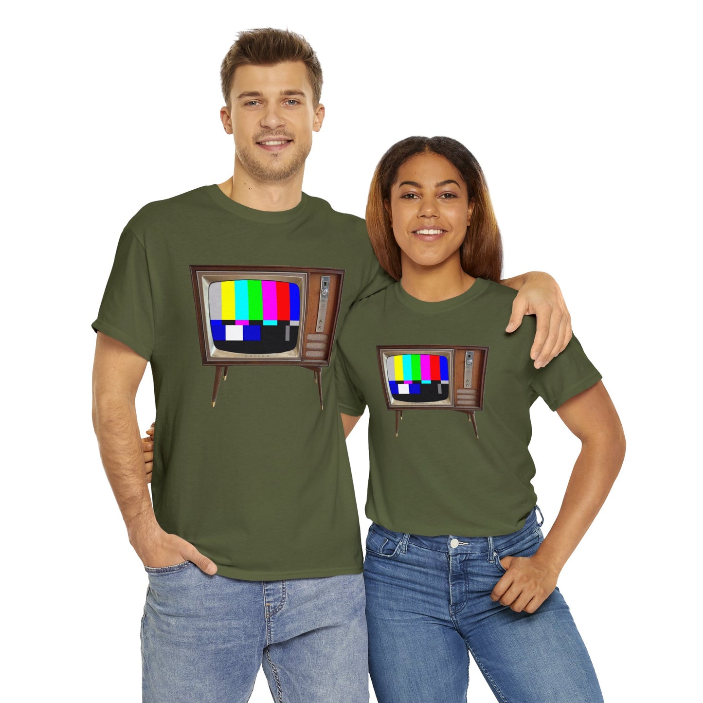 Vintage Television, Tube TV, Sign Off Screen, Old School, Vintage, Retro Heavy Cotton Tee