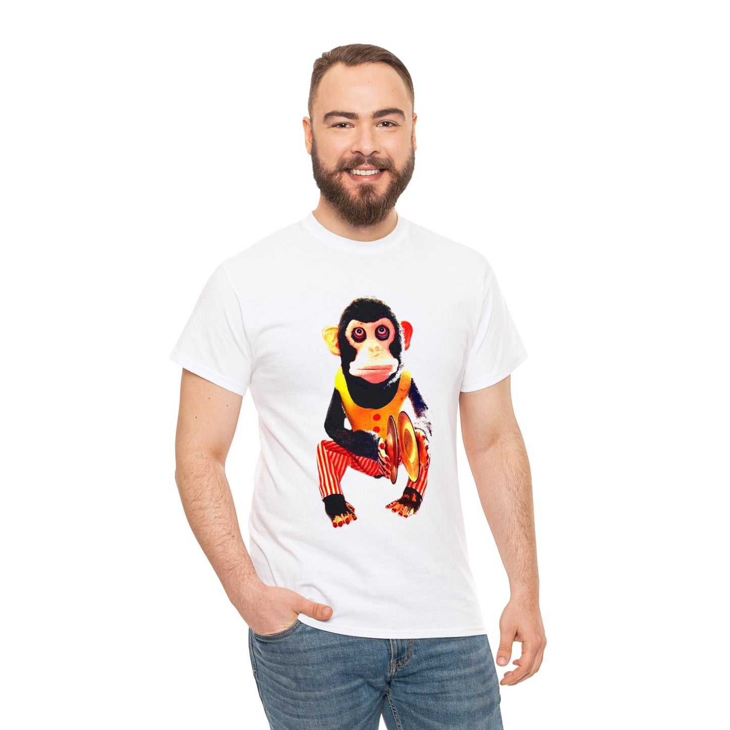 Cymbal Chimp Toy, Jolly Monkey With Cymbals Vintage Retro Heavy Cotton Tee