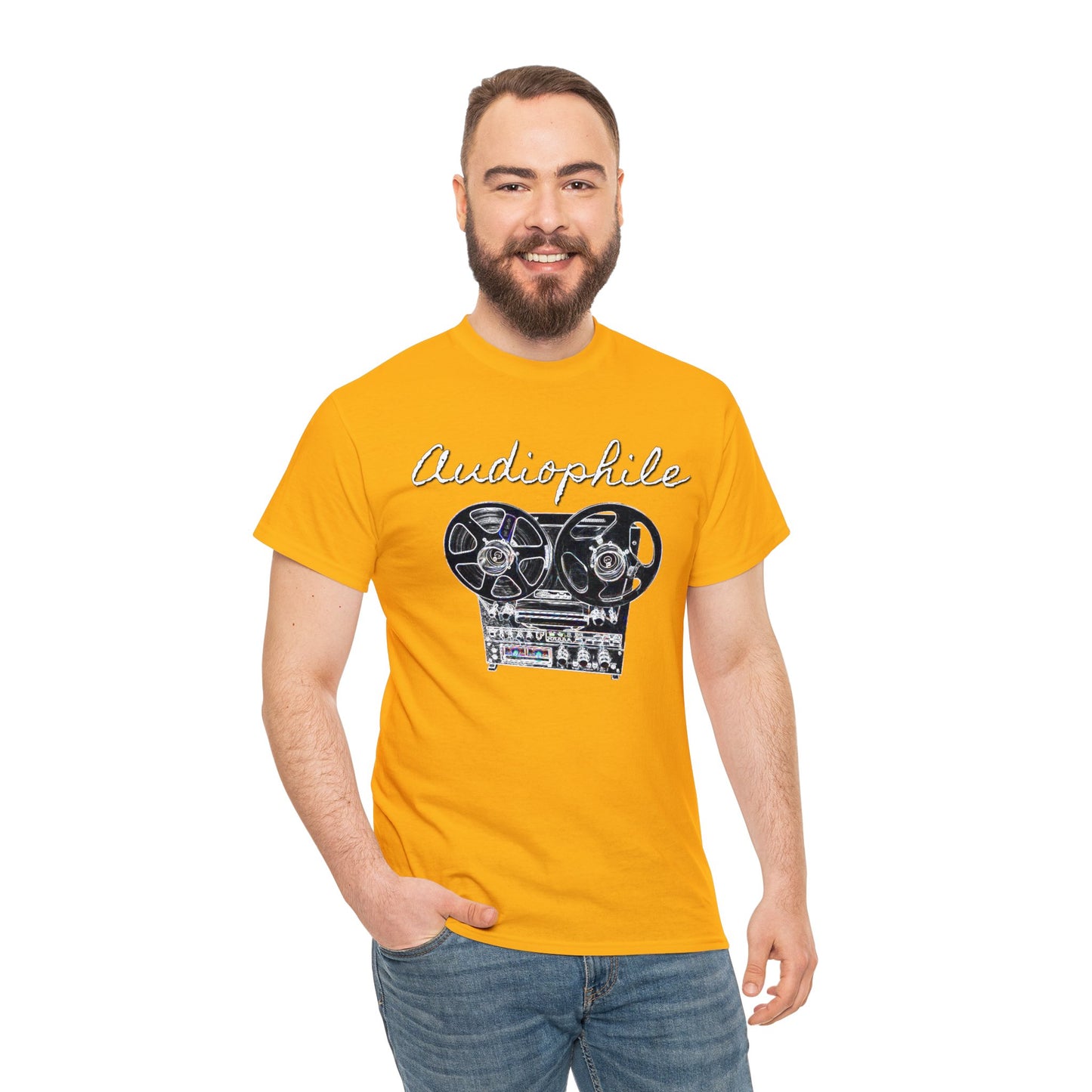 Vintage Reel-to-Reel Tape Player Unisex Heavy Cotton Tee