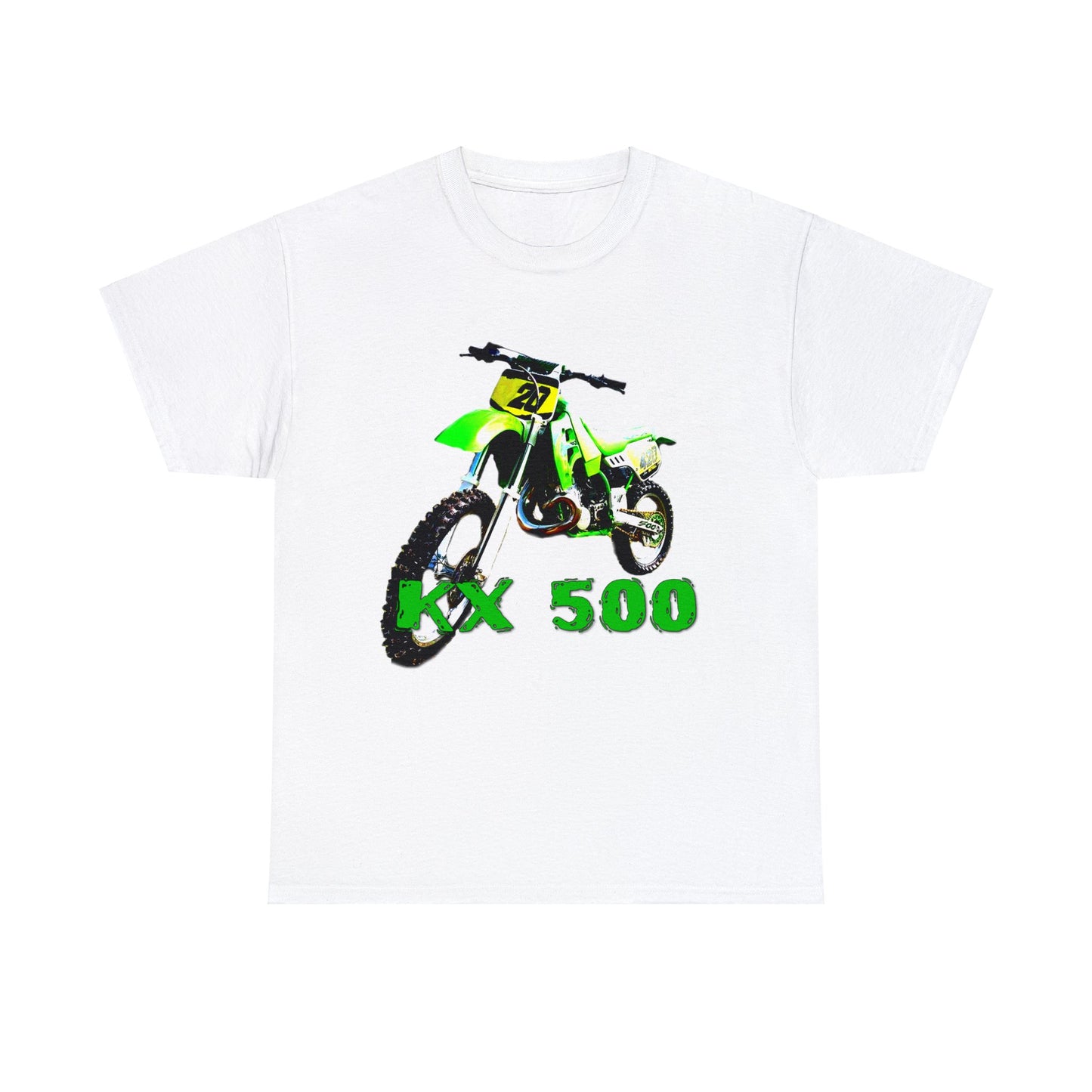 KX 500 Motocross, Vintage Dirt Bike, Green Dirt Bike, Motocross Heavy Cotton Tee