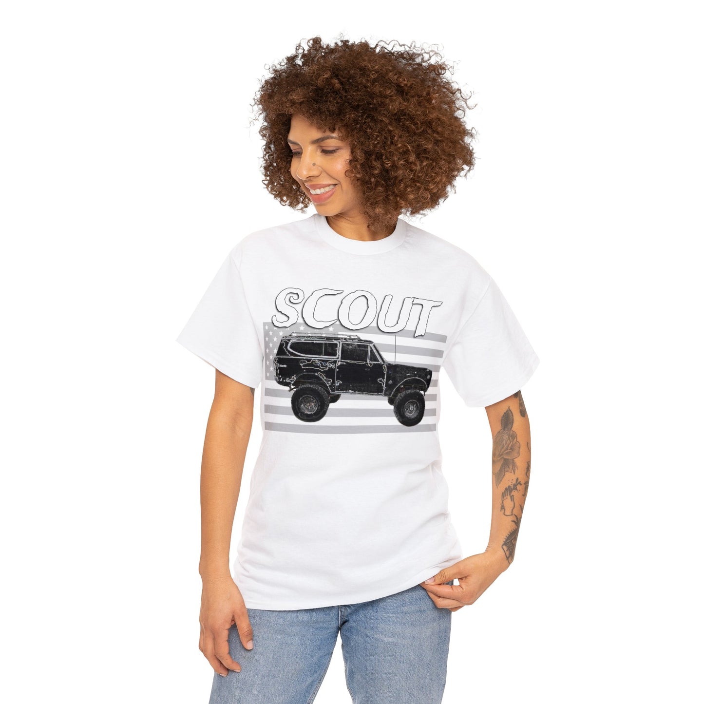 Scout Truck, 4x4 Truck, Vintage Off Road Truck, Retro 4 Wheel Drive Truck Heavy Cotton Tee