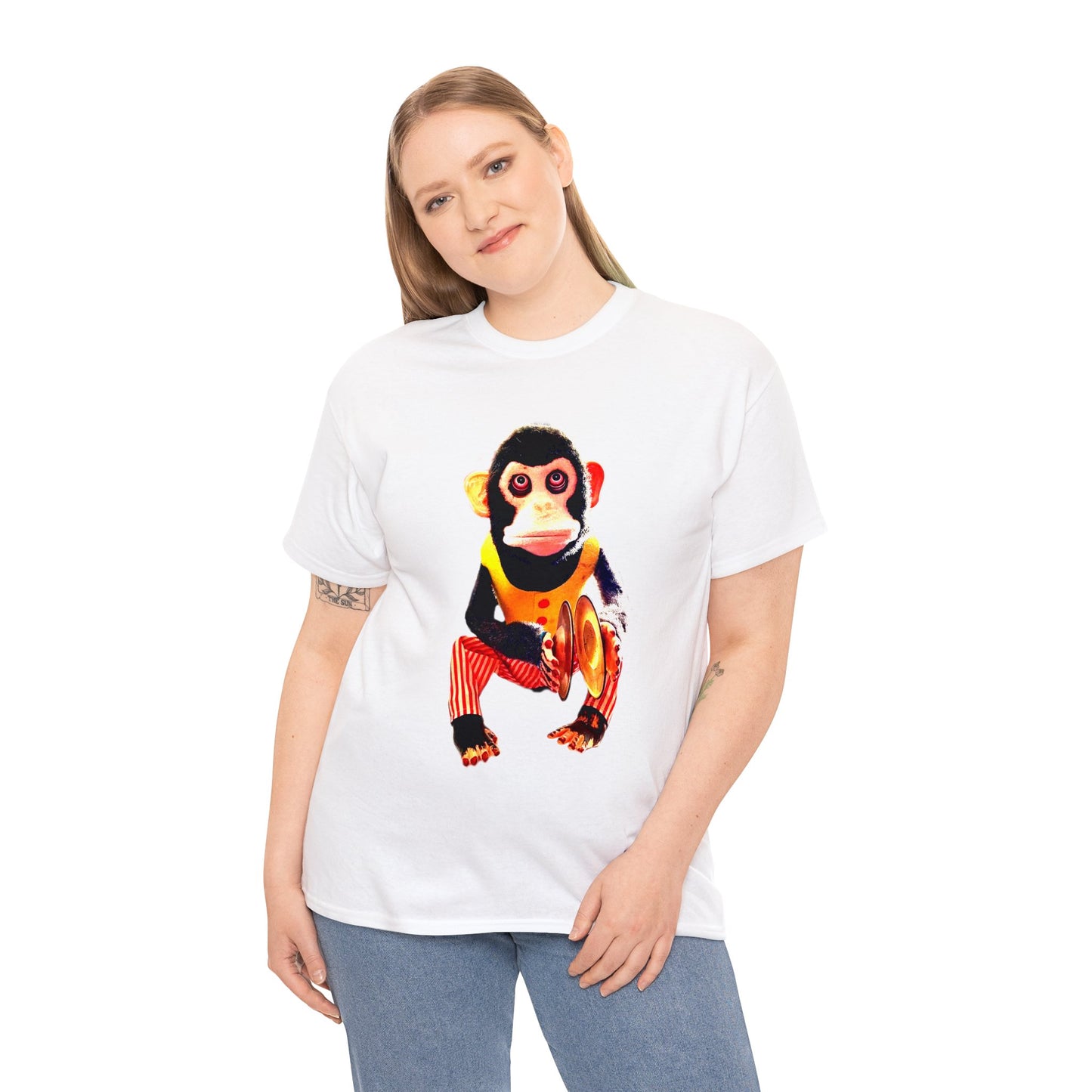 Cymbal Chimp Toy, Jolly Monkey With Cymbals Vintage Retro Heavy Cotton Tee