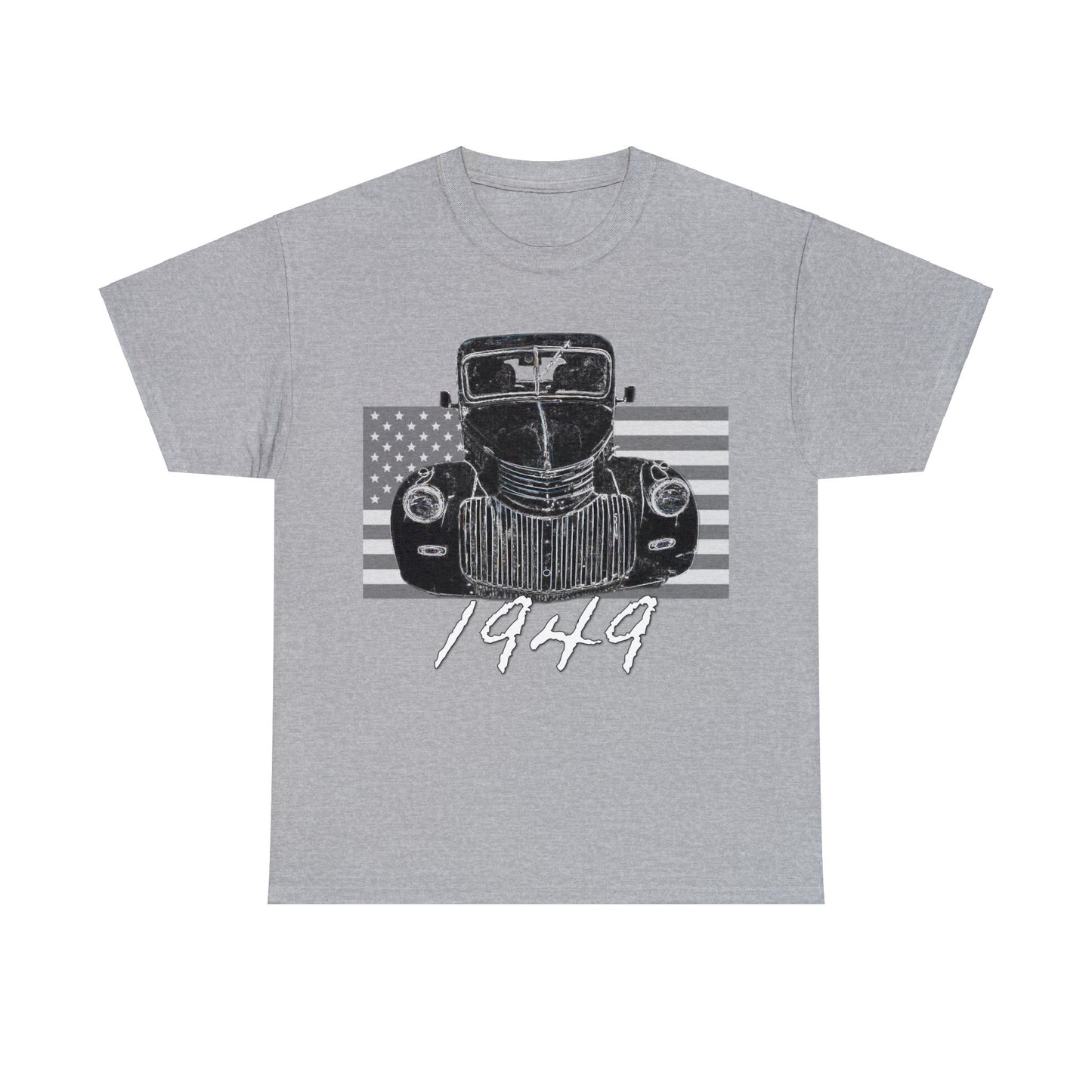 Vintage American 1940's Pickup Truck, Retro Pick Up Truck American Flag Heavy Cotton Tee