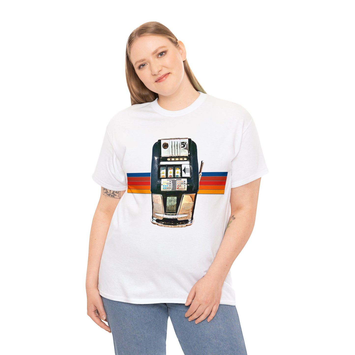 Vintage Slot Machine, Retro Slot Game Machine, Antique Casino Machine Heavy Cotton Tee