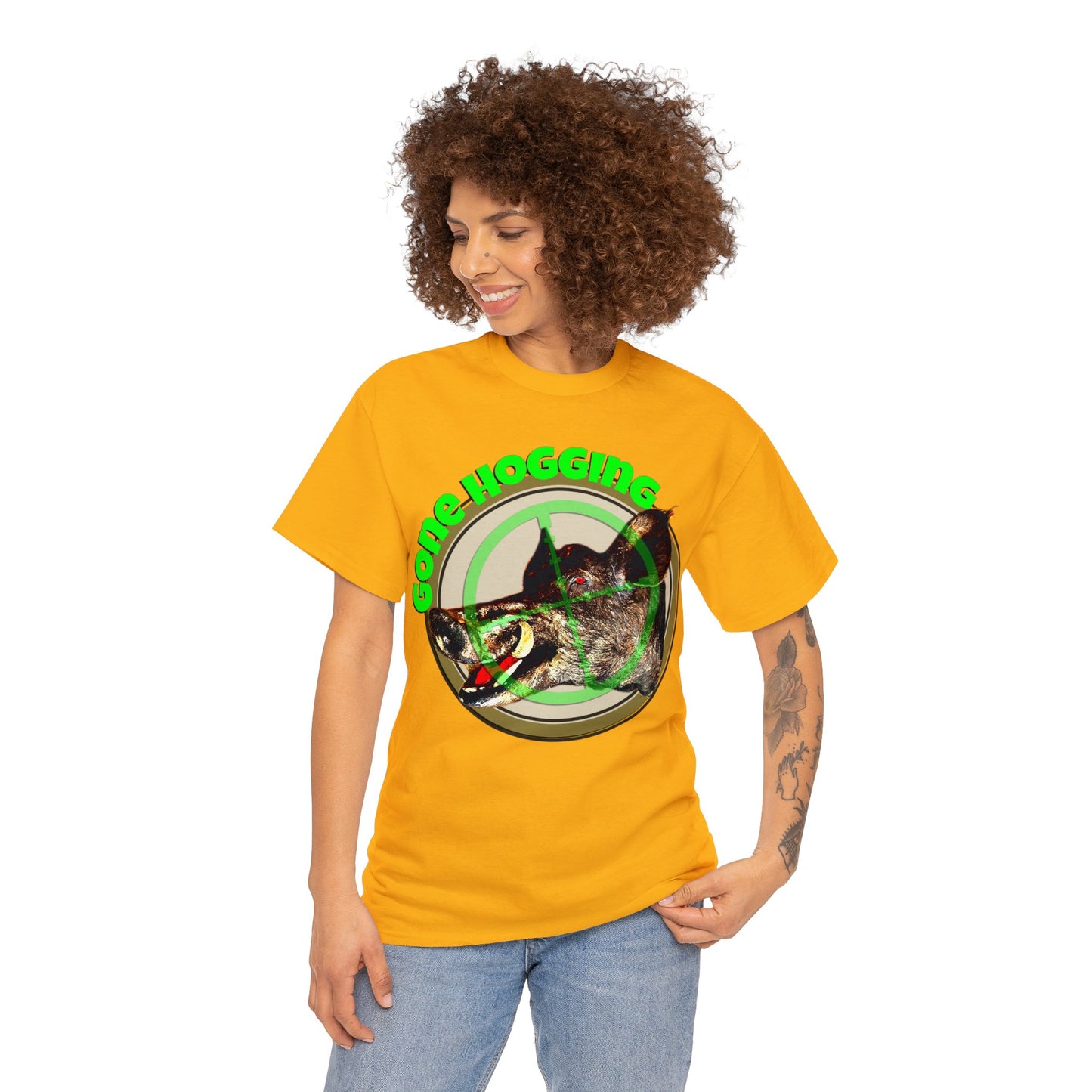 Wild Hog Hunter, Wild Hog, Hog Wild, Hog Boar Hunting Heavy Cotton Tee