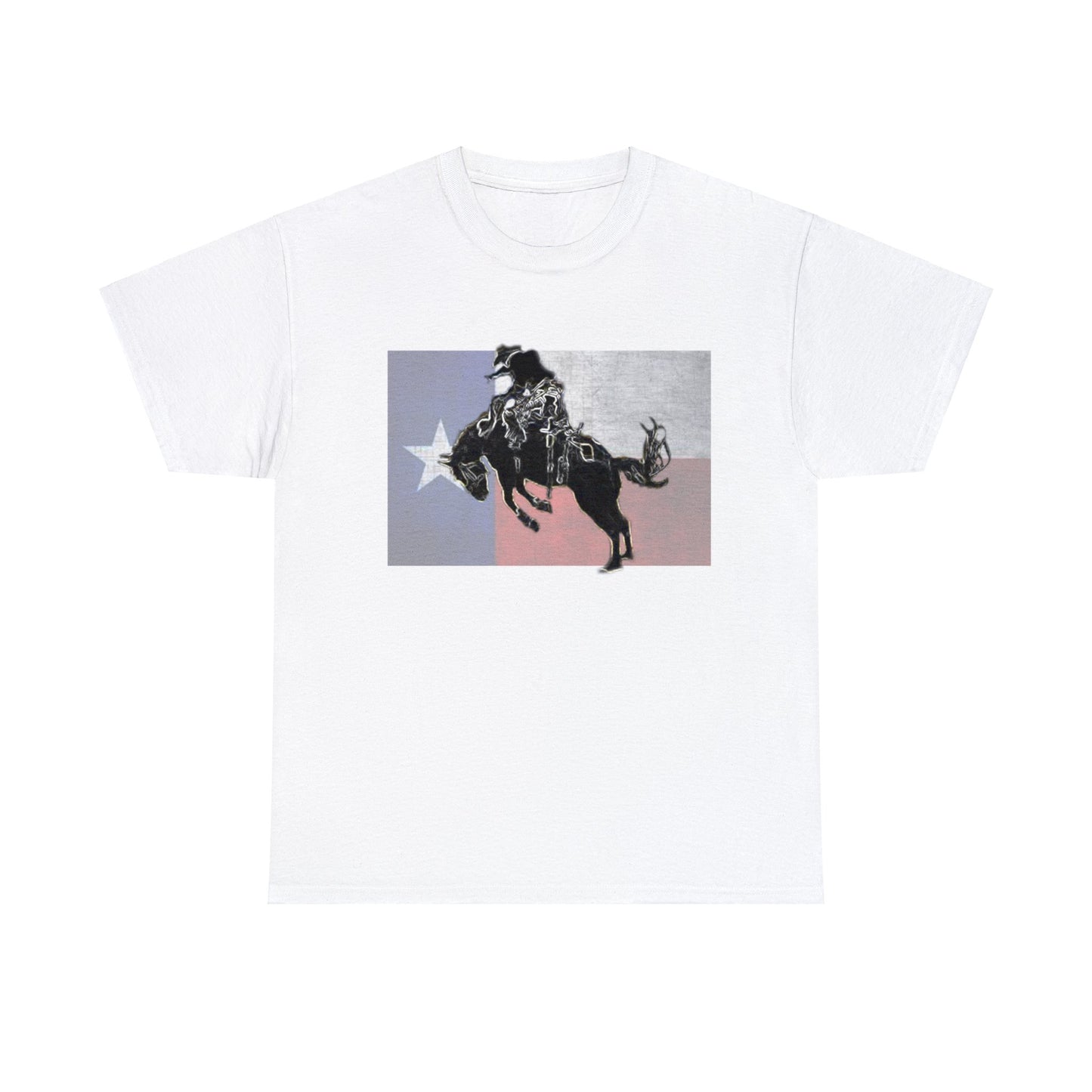 Rodeo, Bronco Rider, Bronc Buster, Cowboy Rider, Horse Rider, Wild Horse Heavy Cotton Tee