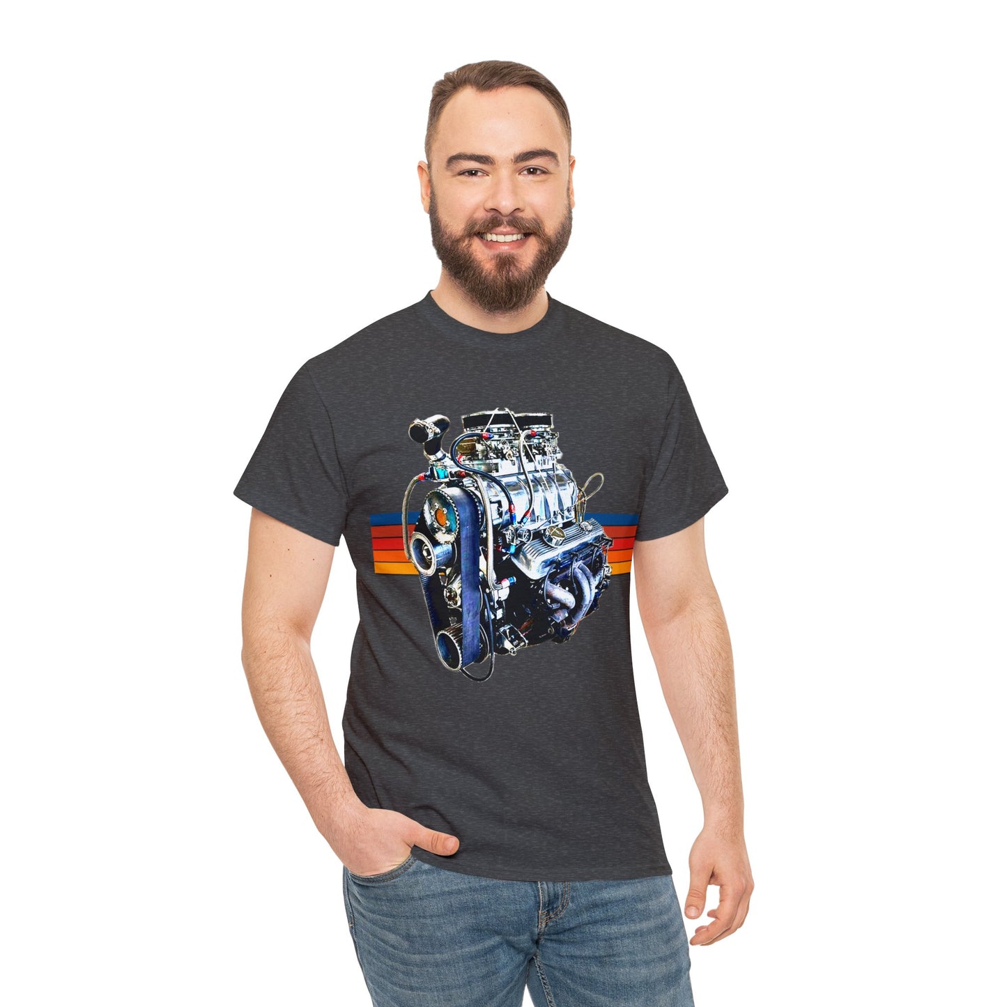 350 Small Block Engine, American Muscle Car Engine Heavy Cotton Tee